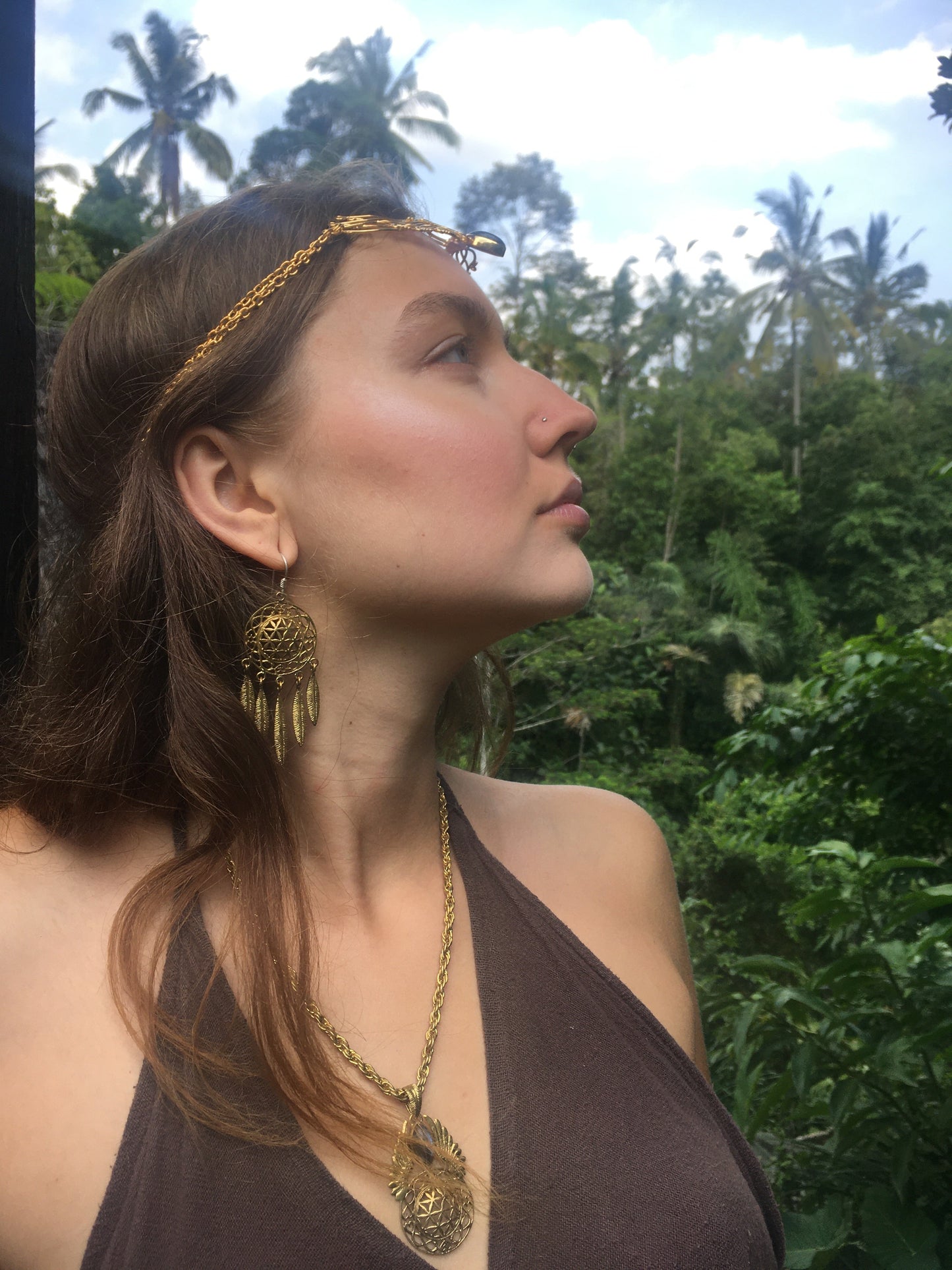 Flower of Life Dreamcatcher Earrings Liquid Fire Mantra