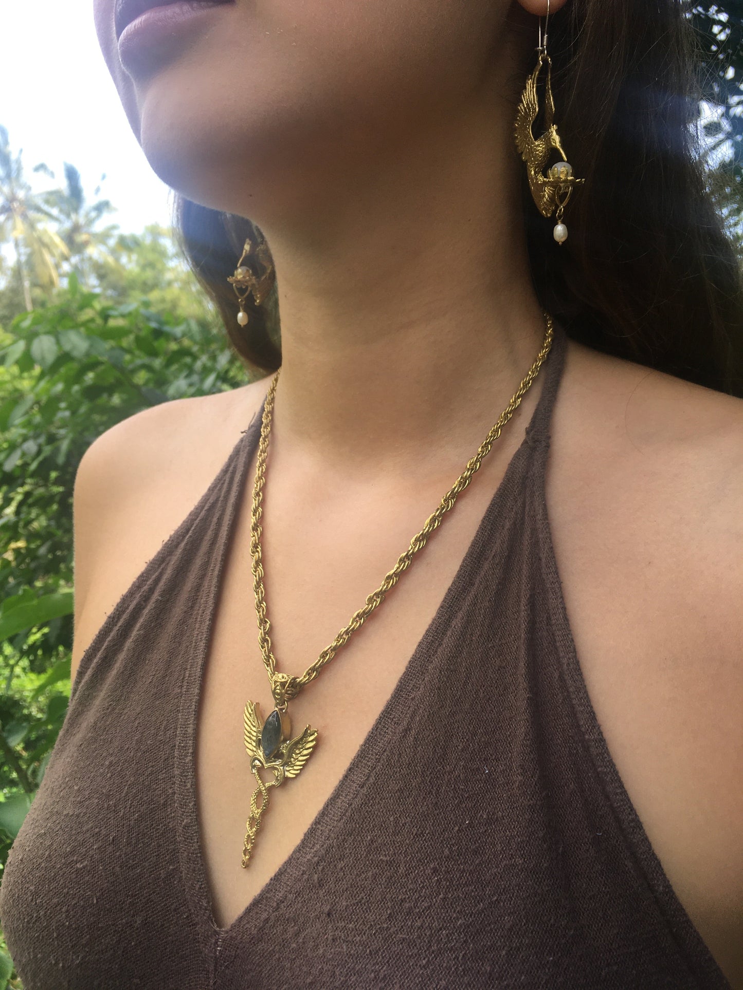 Hummingbird Lotus Earrings Liquid Fire Mantra
