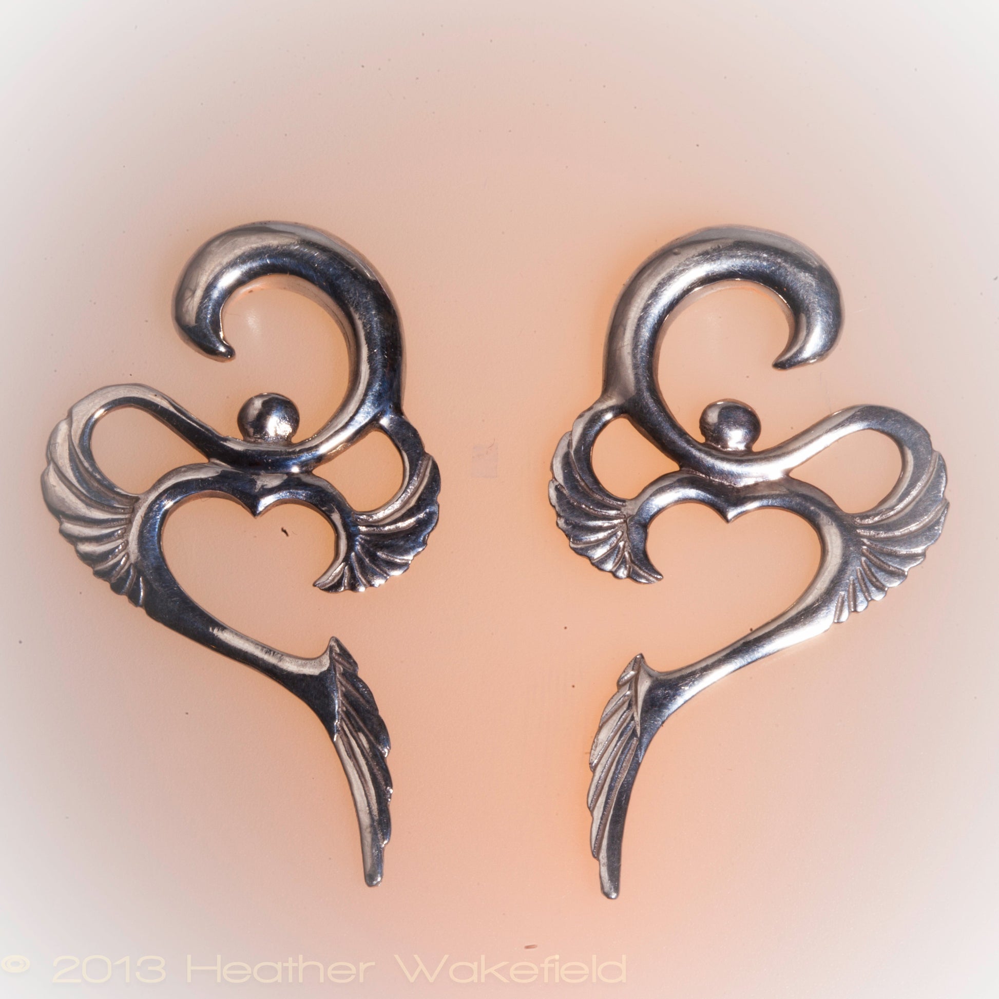 Winged Om Gauged Earrings Liquid Fire Mantra