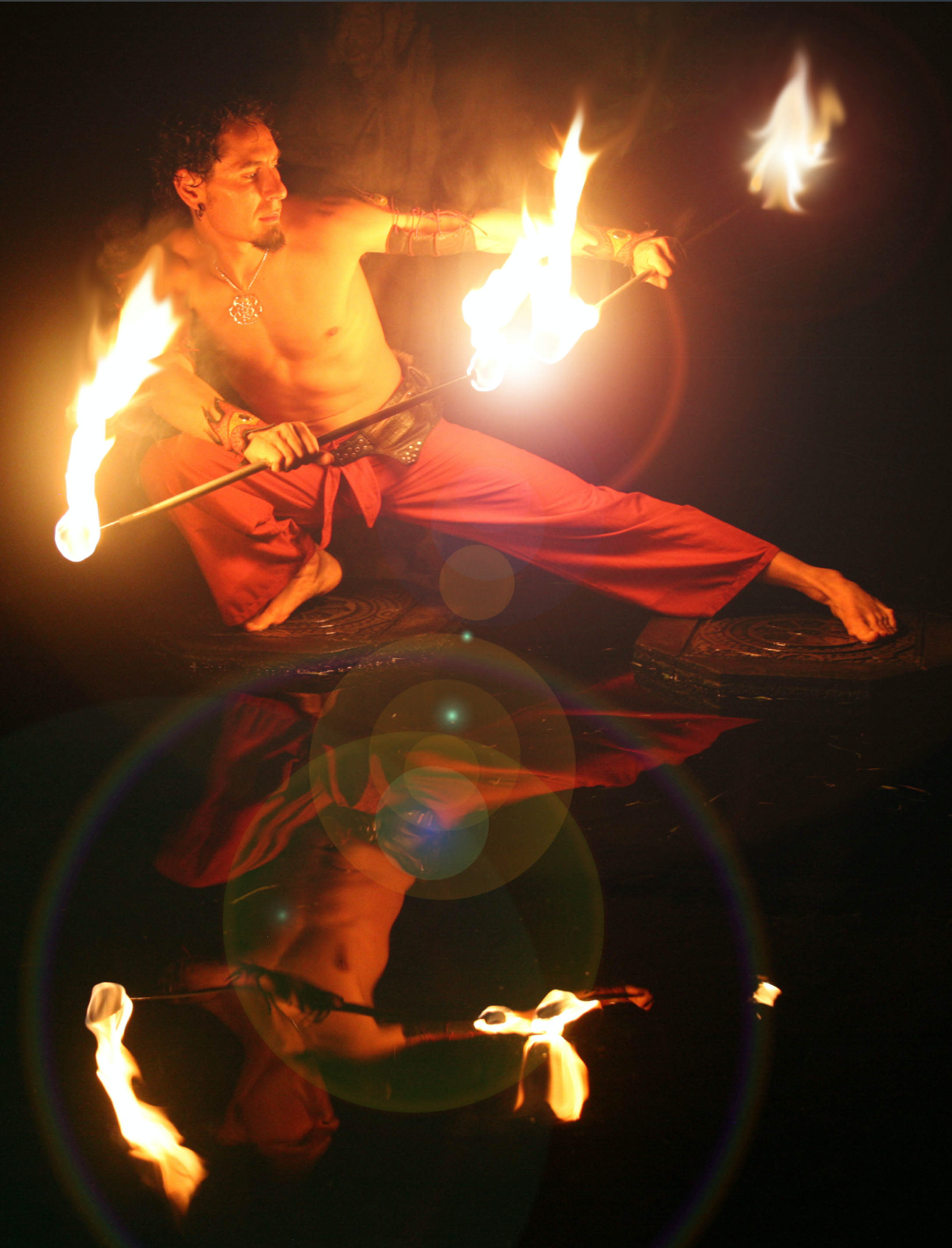 Flower of Life with Serpents Pendant Liquid Fire Mantra