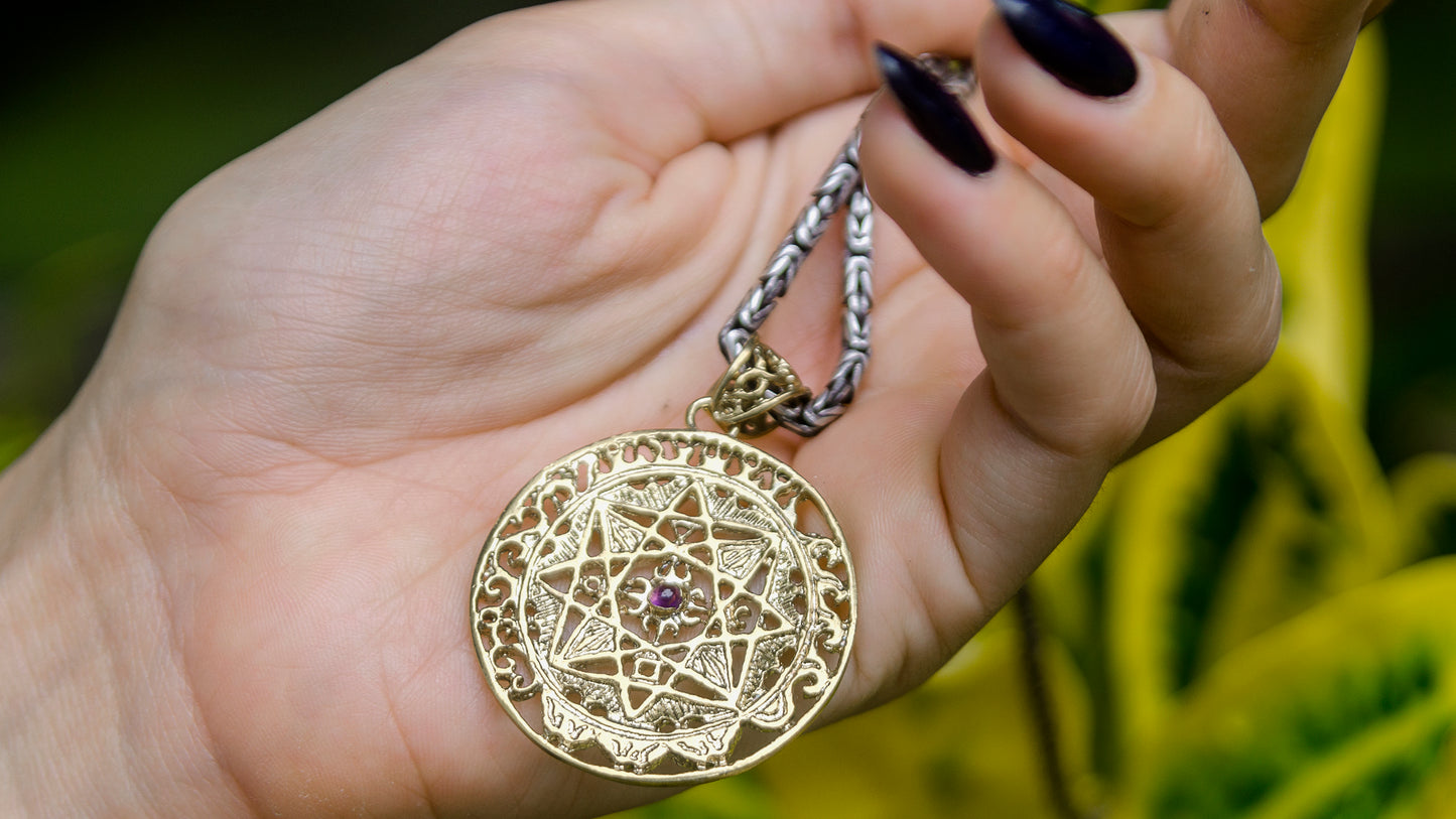 Elemental Protection Pendant with Amethyst Stone