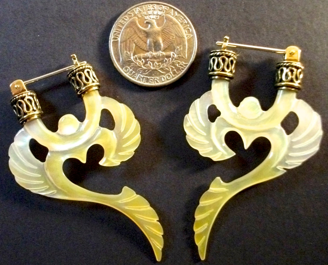 Winged Om Earrings Liquid Fire Mantra