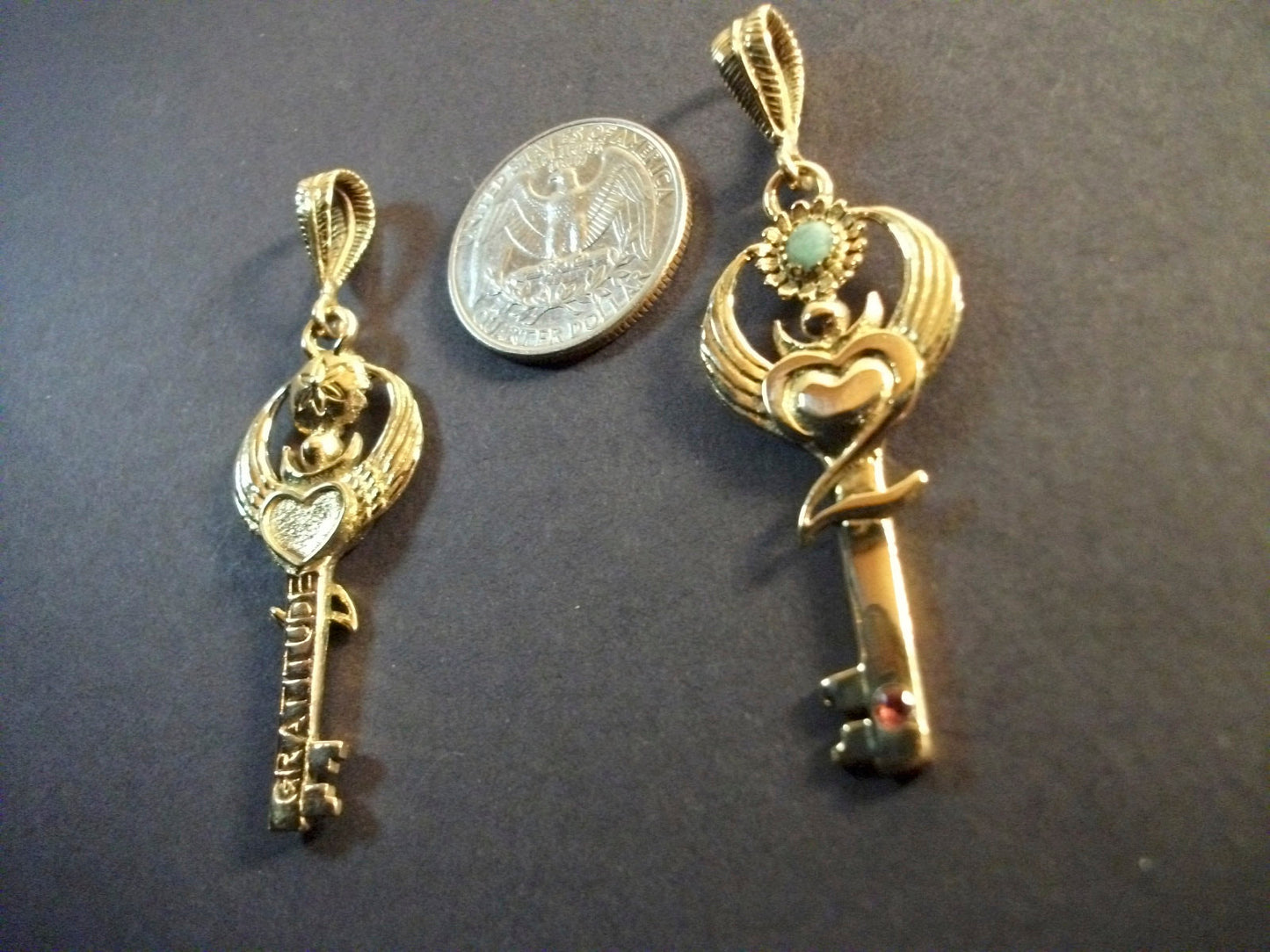 Gratitude Key Pendant - Brass Liquid Fire Mantra
