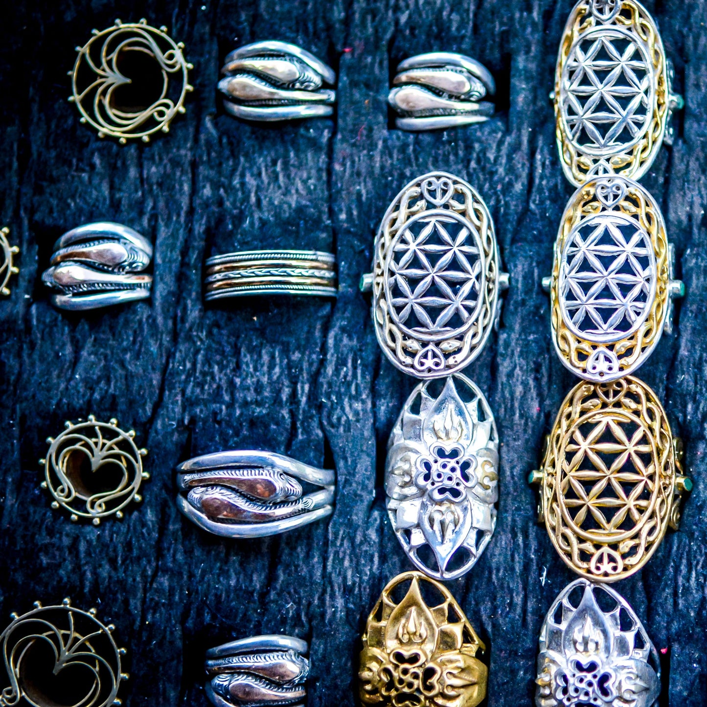 Snake Infinity Ring - Sterling Silver / 18K Gold Lay Liquid Fire Mantra