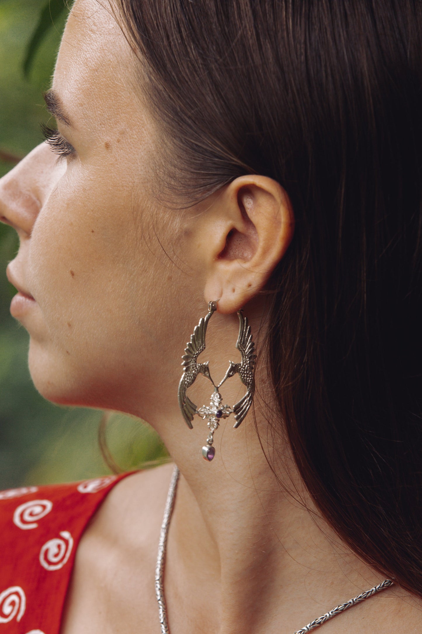 HumGaiaTri Earrings Liquid Fire Mantra