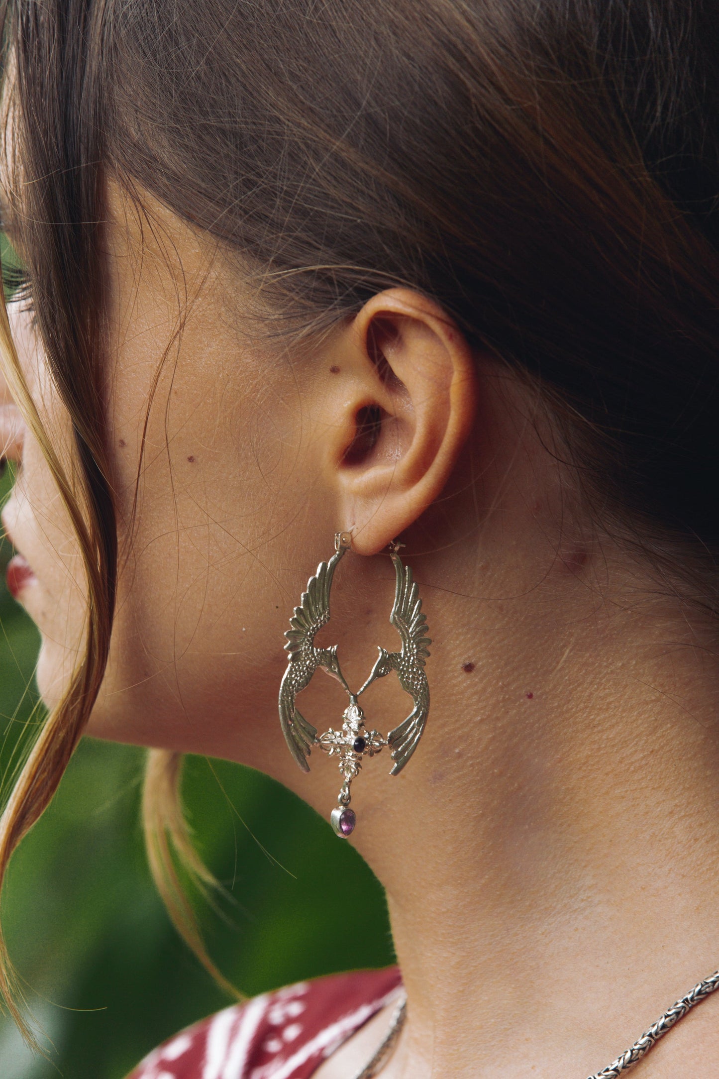 HumGaiaTri Earrings Liquid Fire Mantra