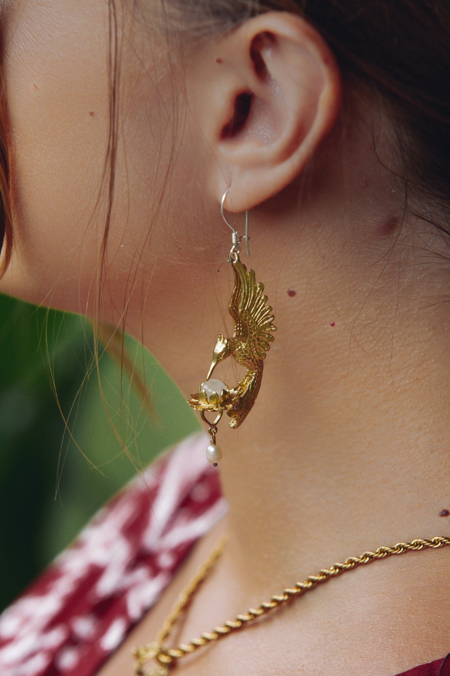 hummingbird lotus earrings