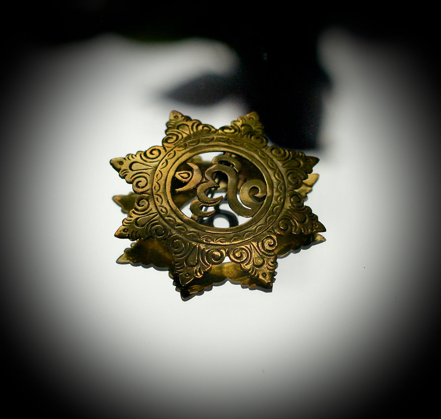 Om Sheriff Badge Pin Liquid Fire Mantra