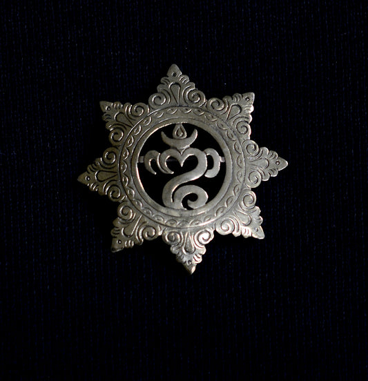 Om Sheriff Badge Pin Liquid Fire Mantra