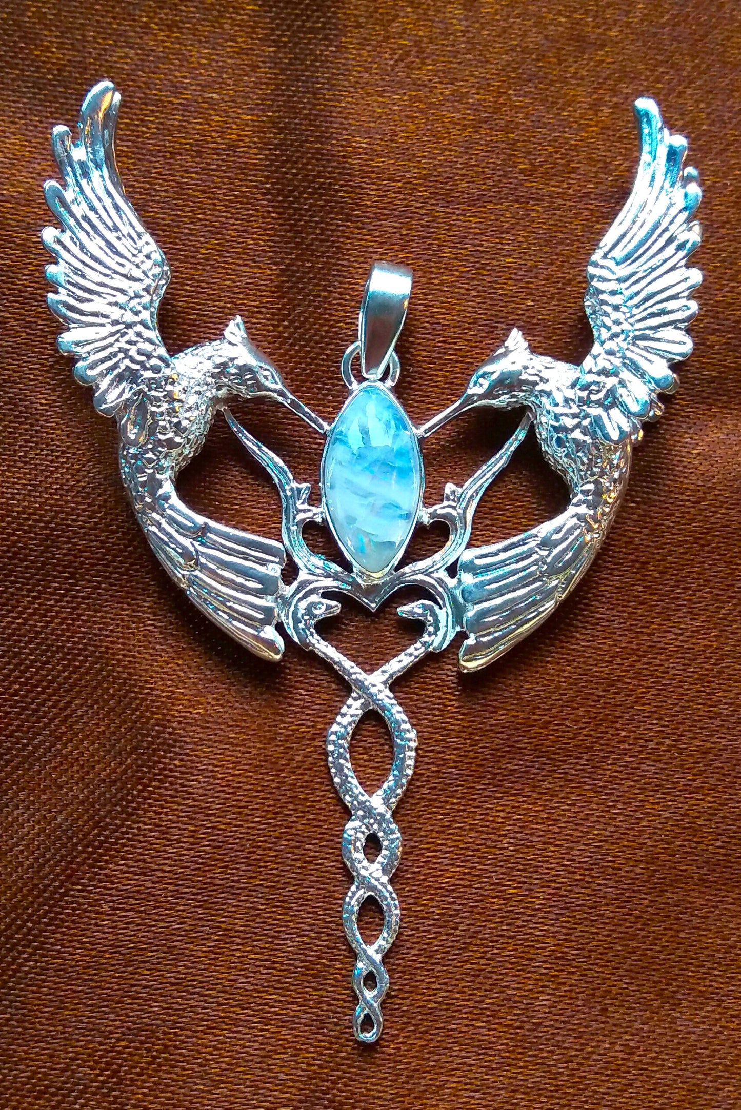 Humming Caduceus Pendant - Sterling Silver - Labradorite