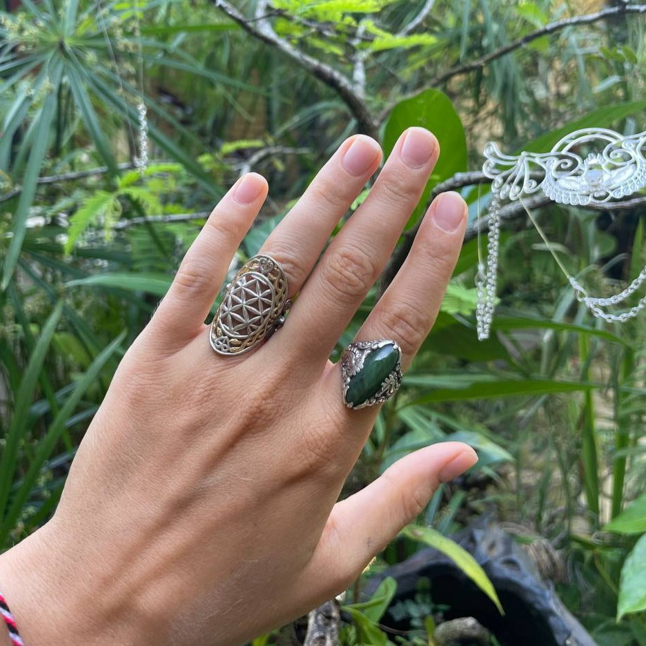 Seahorse Ring - Sterling Silver - Tiger's Eye Liquid Fire Mantra