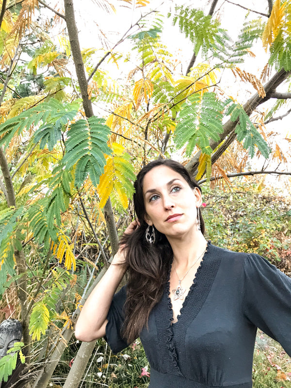 HumGaiaTri Earrings Liquid Fire Mantra