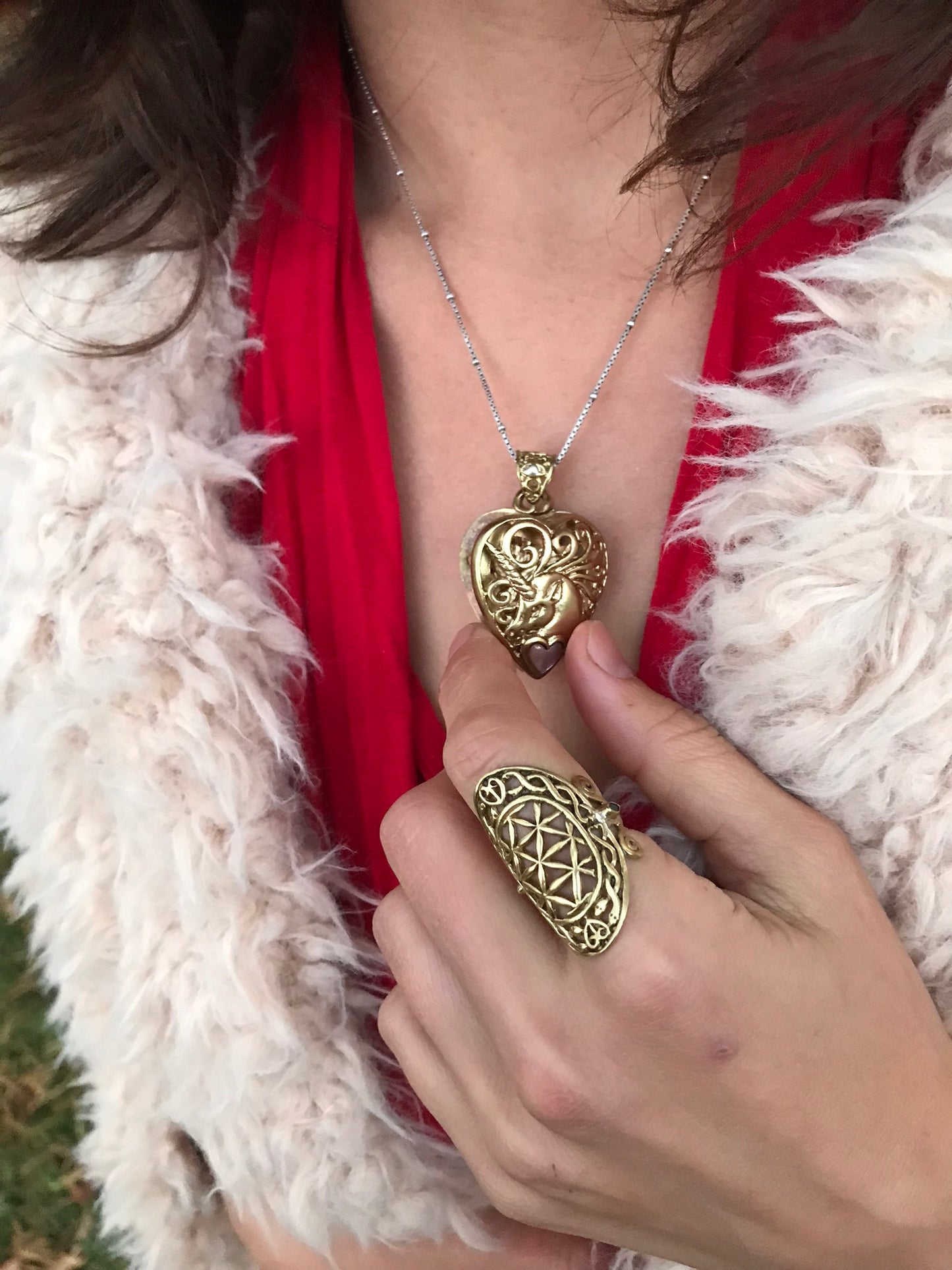 Unicorn Locket Pendant - Brass