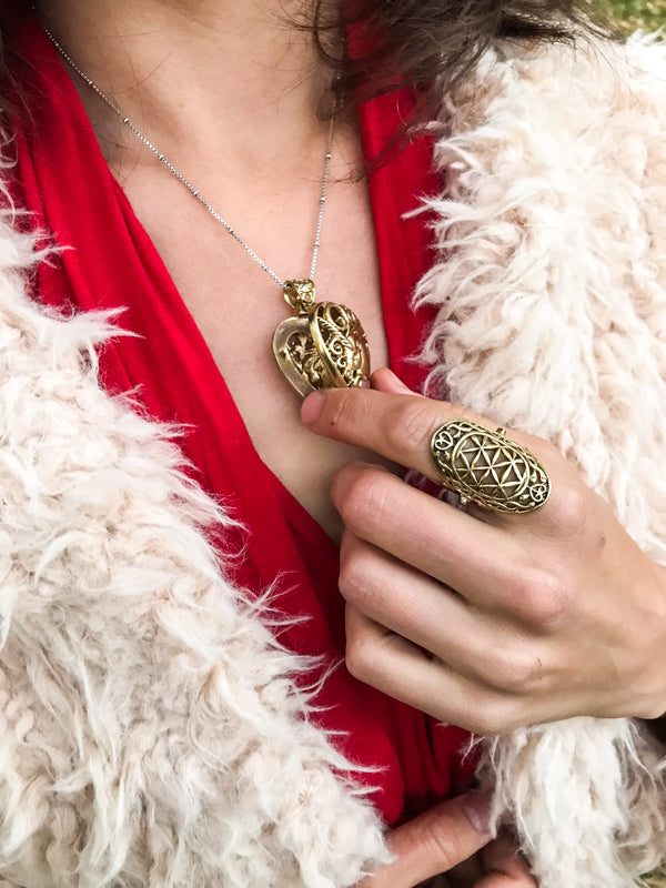 Unicorn Locket Pendant - Brass