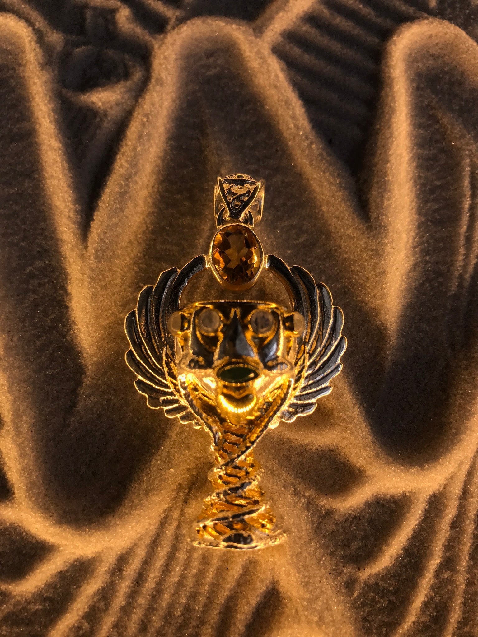 Holy Grail Pendant - Sterling Silver / 24K Gold Vermeil Liquid Fire Mantra