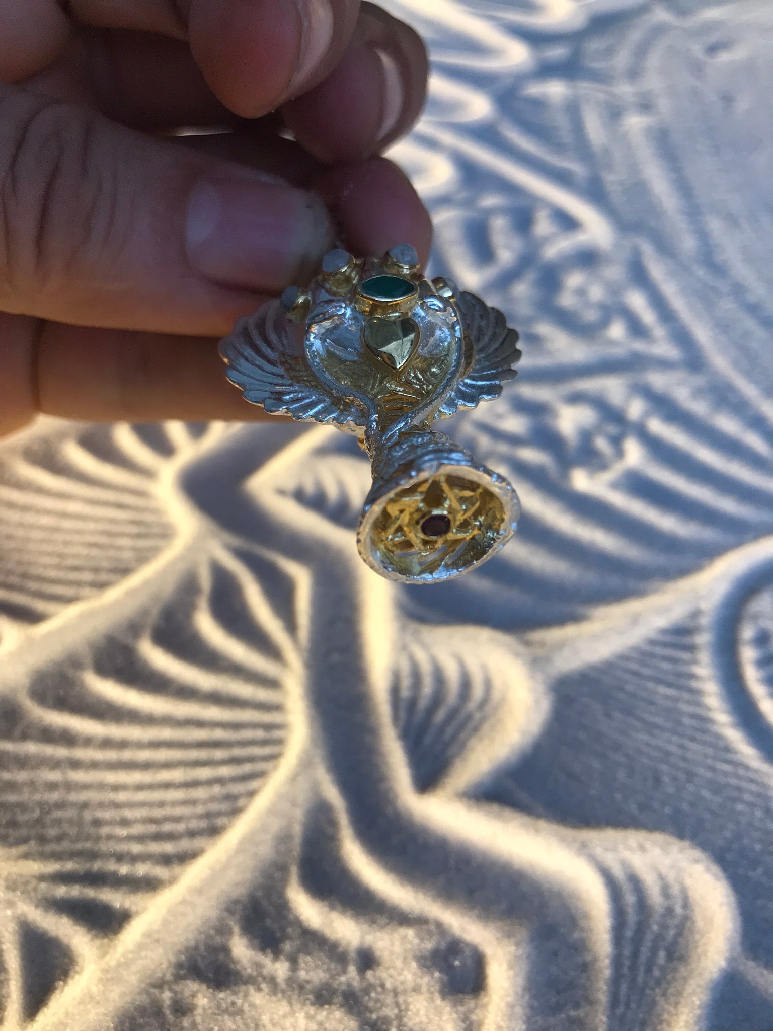 Holy Grail Pendant - Sterling Silver / 24K Gold Vermeil Liquid Fire Mantra