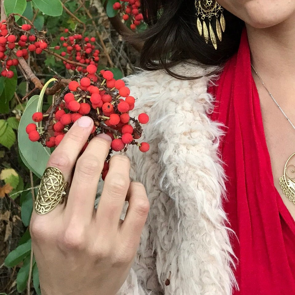 Flower of Life Ring - Shorty - Brass Liquid Fire Mantra