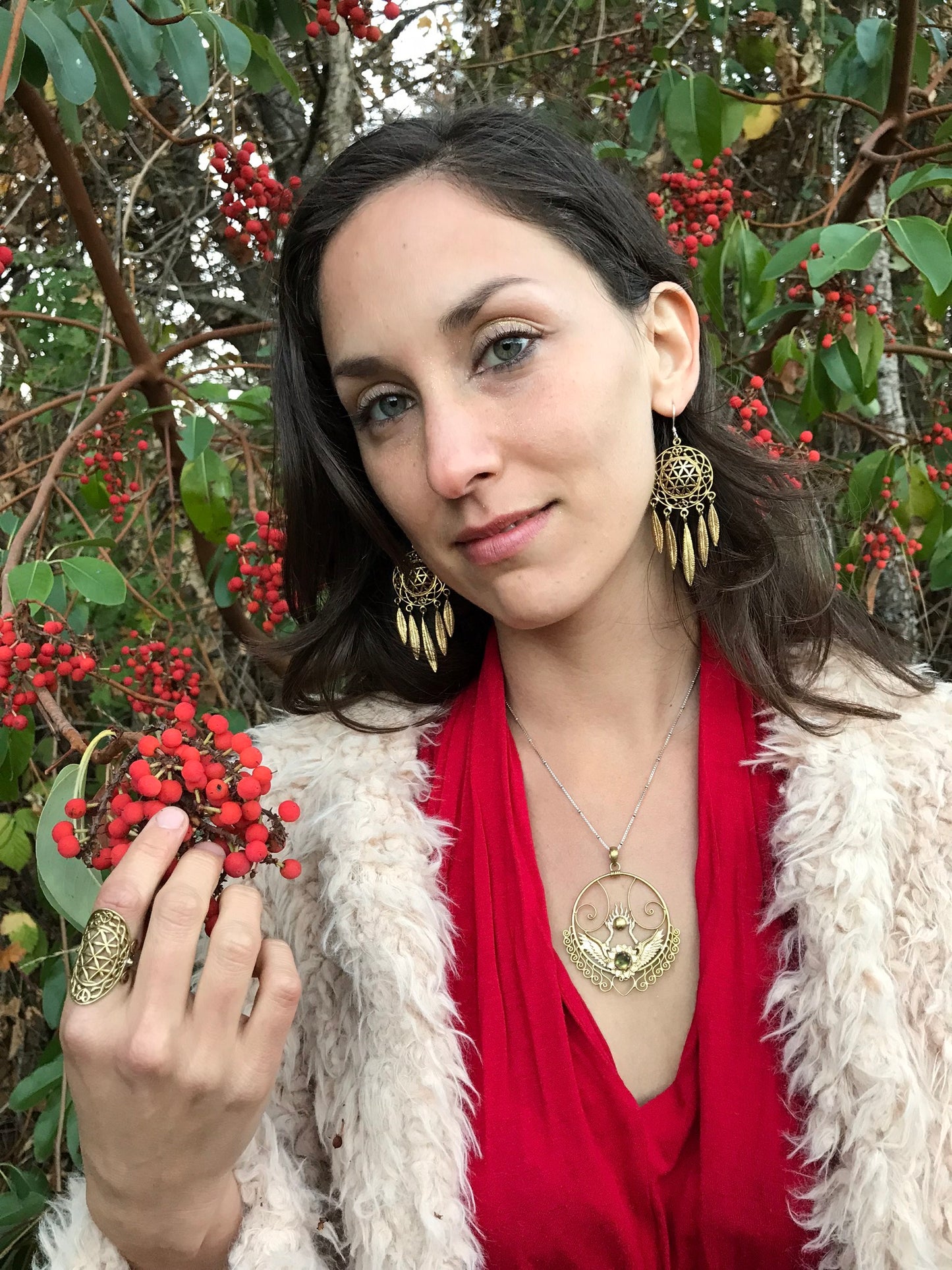 Shakti Bhakti Pendant - Brass - Labradorite