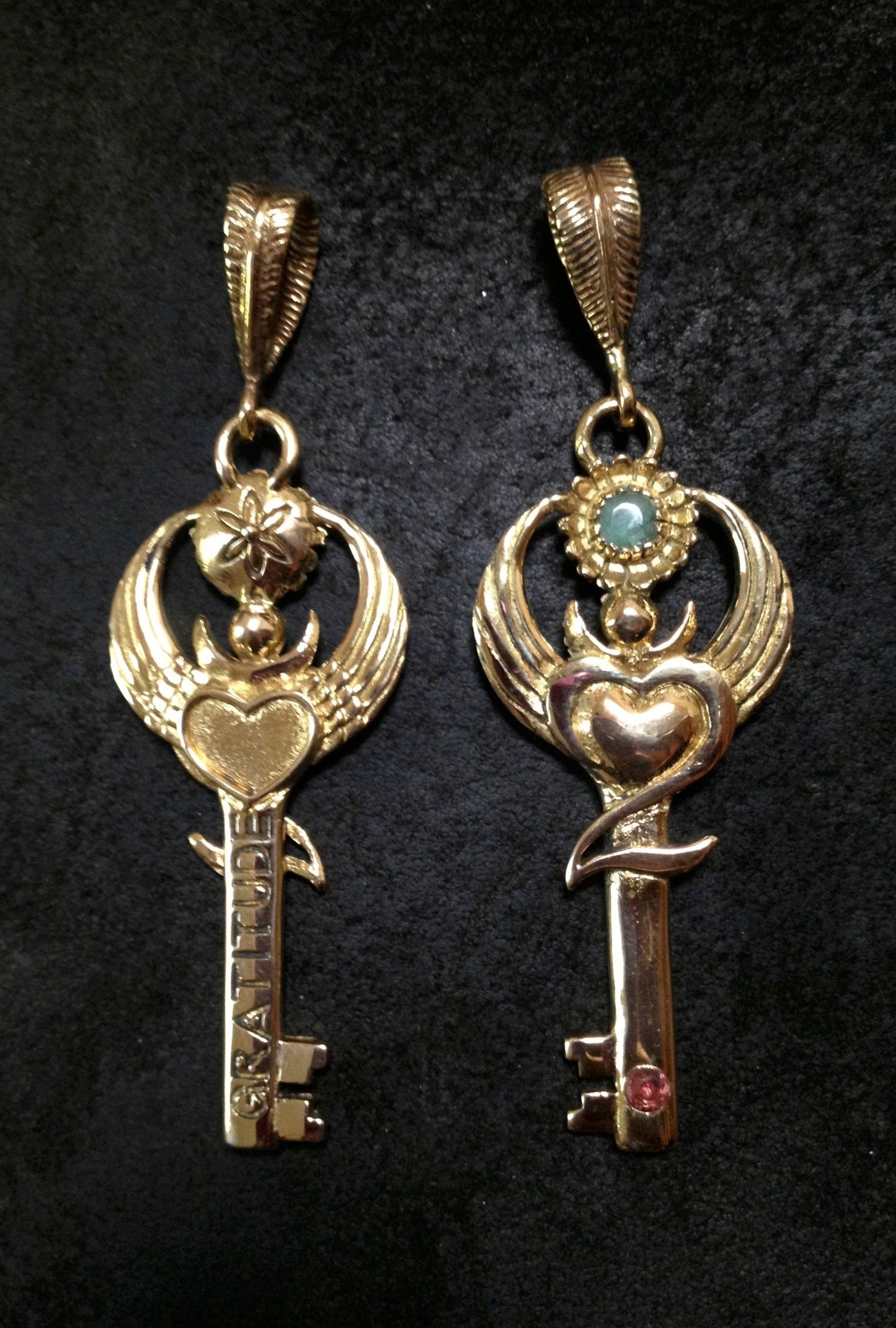 Gratitude Key Pendant - Brass Liquid Fire Mantra