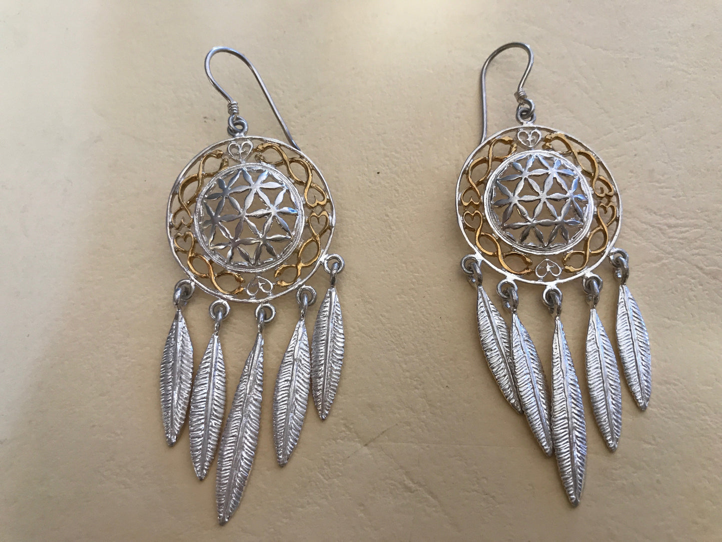 Flower of Life Dreamcatcher Earrings Liquid Fire Mantra