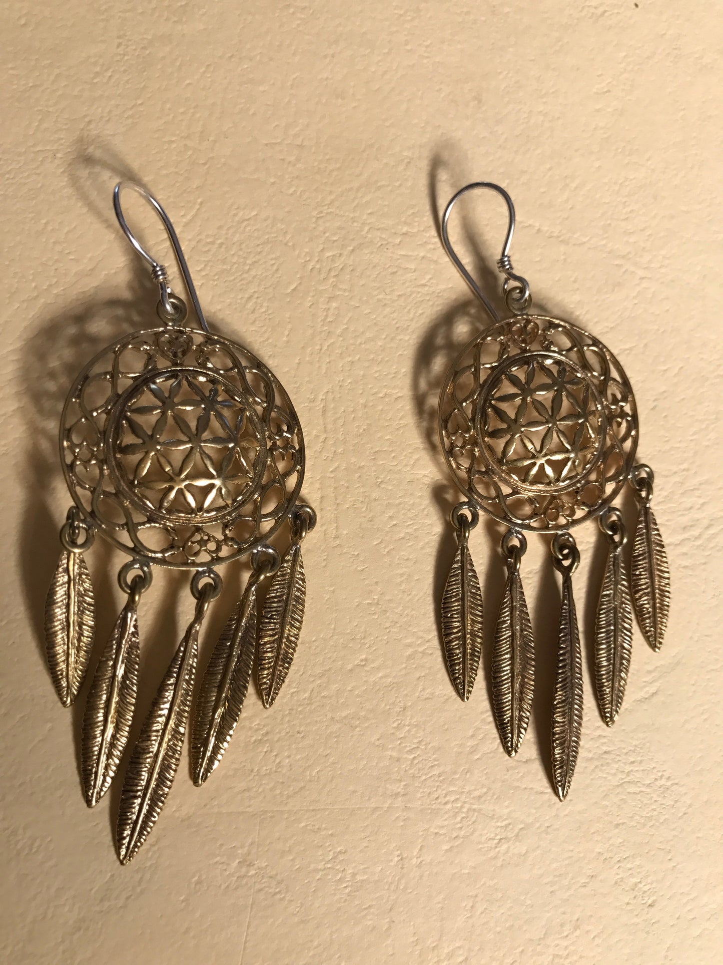 Flower of Life Dreamcatcher Earrings Liquid Fire Mantra