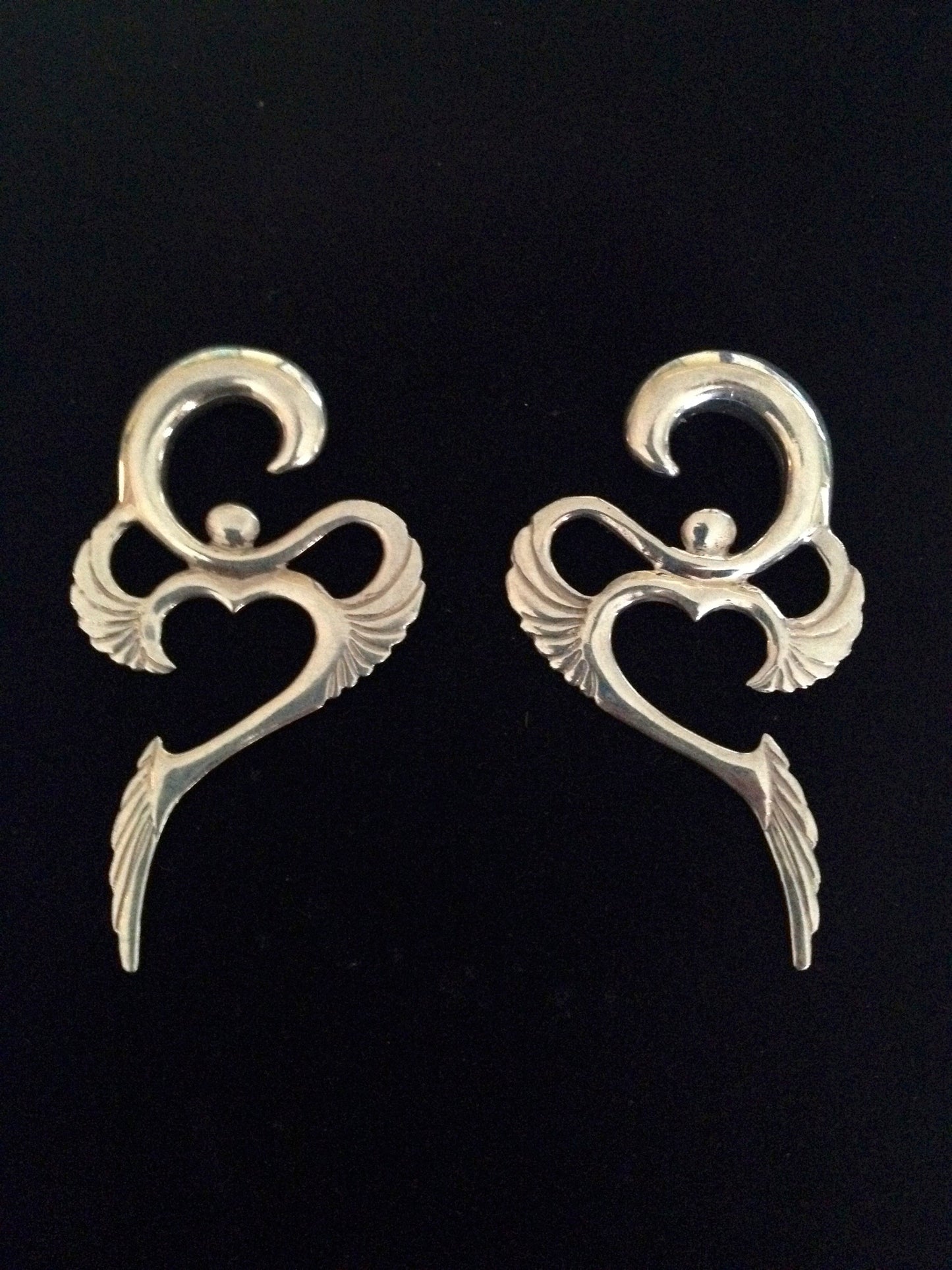 Winged Om Gauged Earrings Liquid Fire Mantra