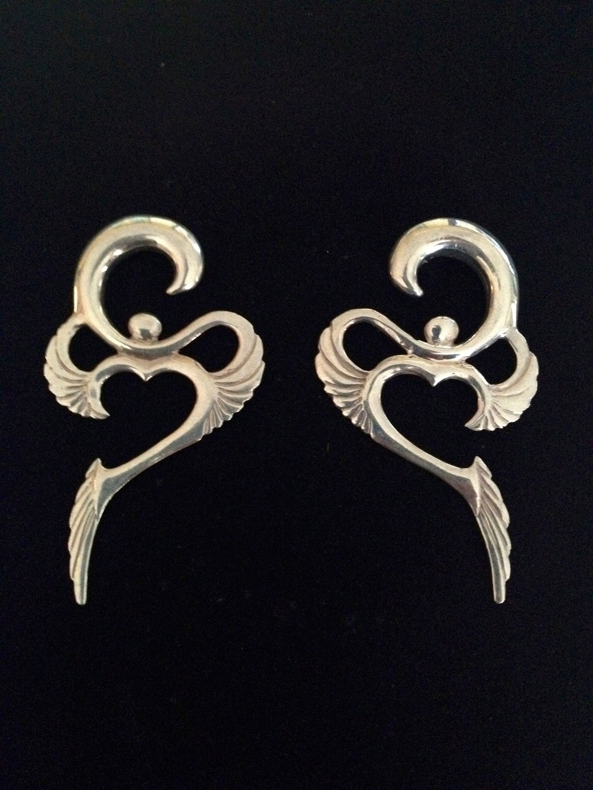 Winged Om Gauged Earrings Liquid Fire Mantra