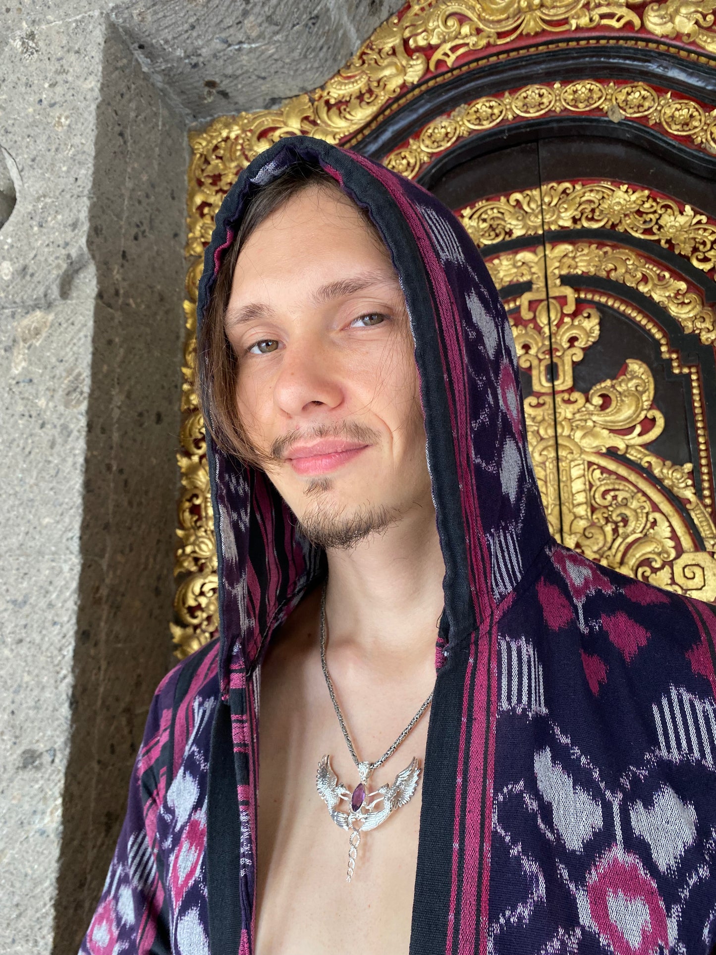 Humming Caduceus Pendant - Sterling Silver - Labradorite Liquid Fire Mantra