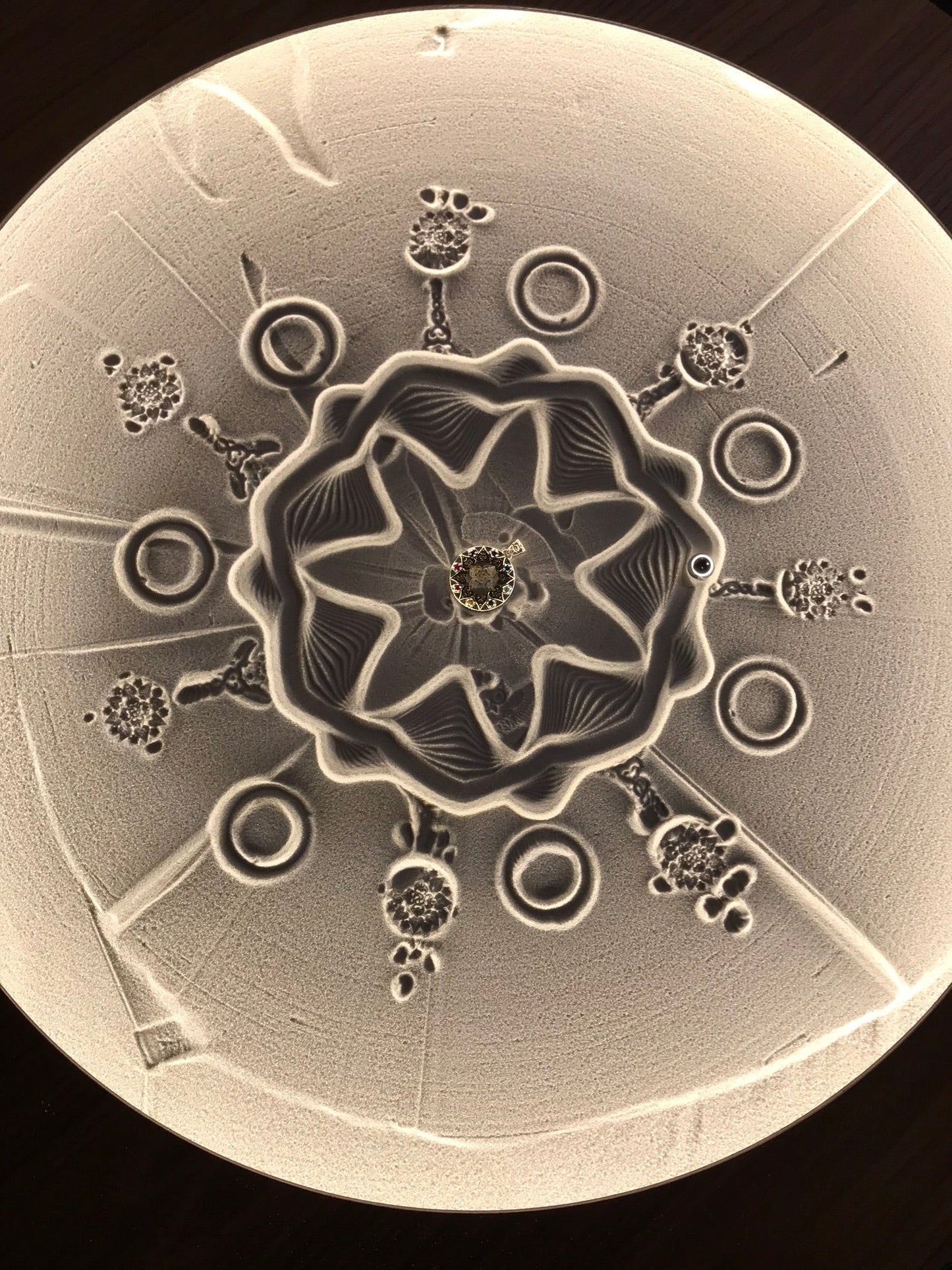 Compass of Love Pendant - Sterling Silver/24K Gold Vermeil-Dark Mother of Pearl Liquid Fire Mantra