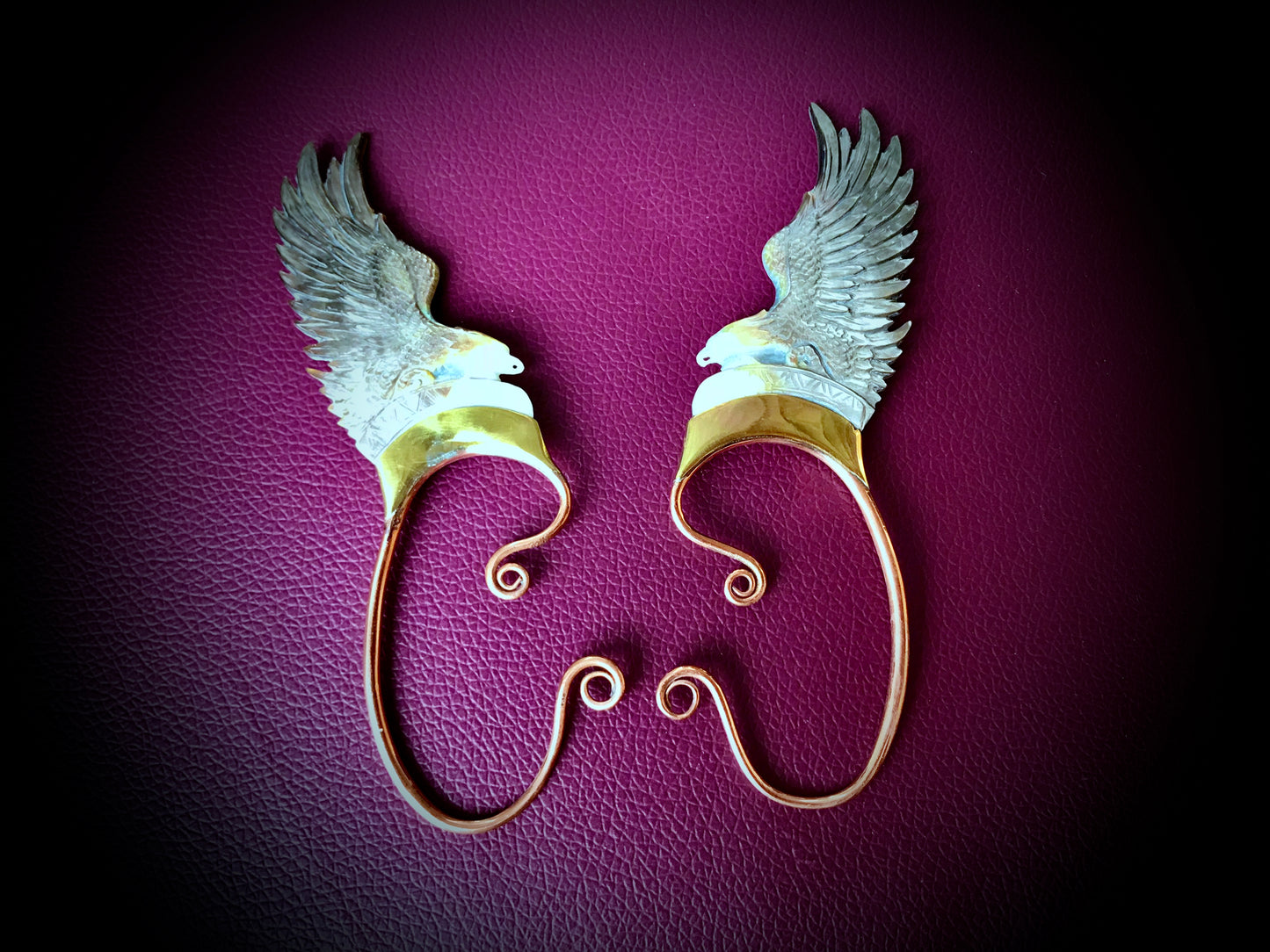 Eagle Wing Ear Cuffs - Dark Mother of Pearl
