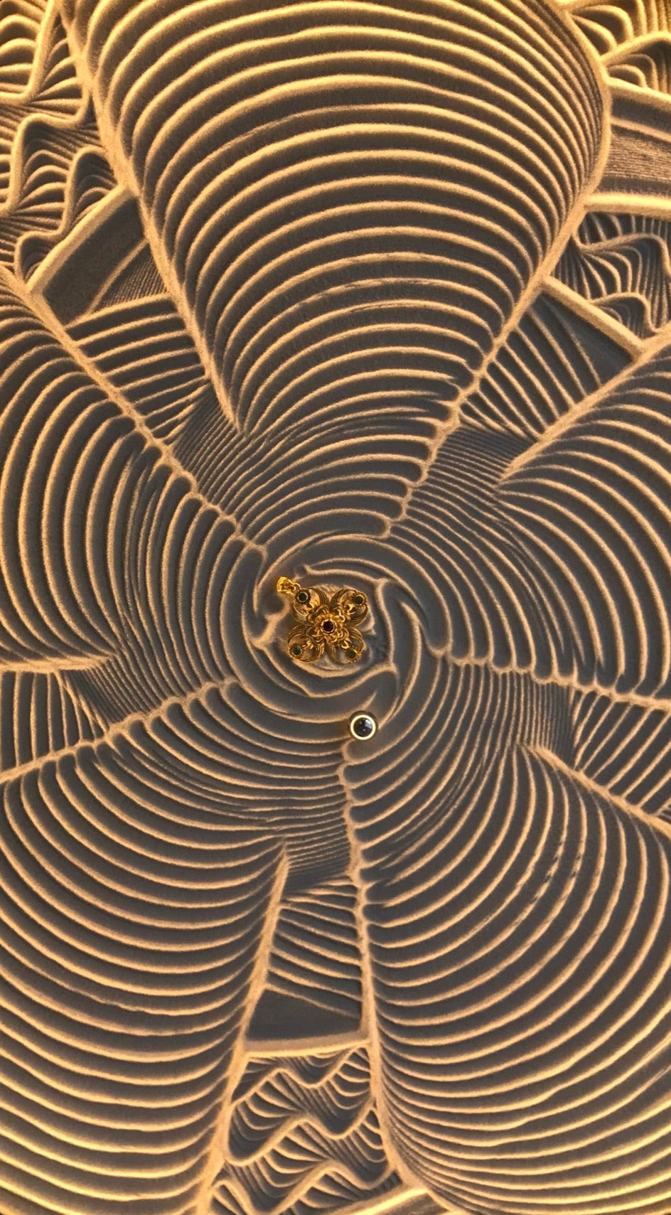 Dorje Pendant - 24K Gold Plated - Star Sapphire Liquid Fire Mantra