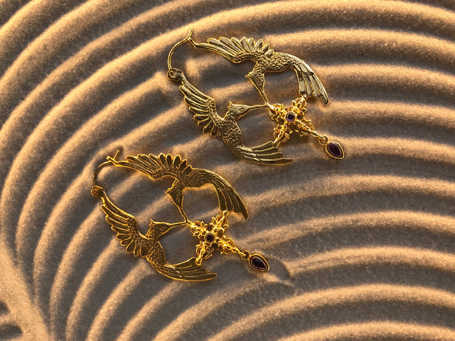HumGaiaTri Earrings Liquid Fire Mantra
