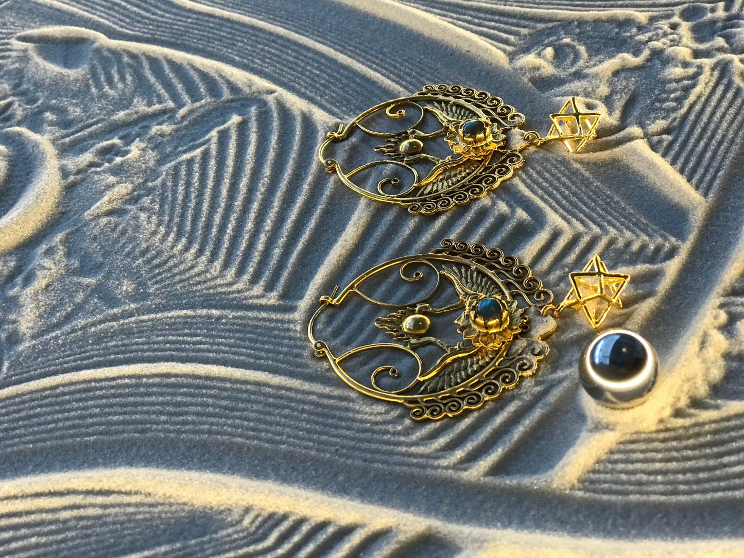 Shakti Bhakti Earrings - 24K Gold Plated Liquid Fire Mantra