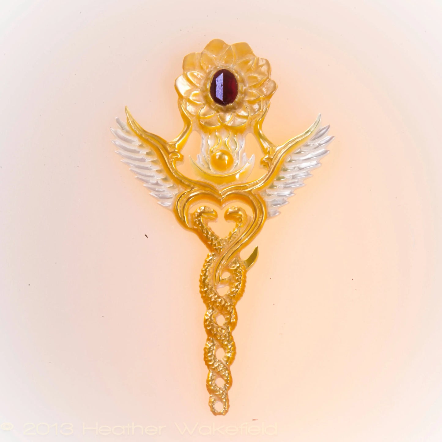 Creation Pendant - Light Mother of Pearl Liquid Fire Mantra