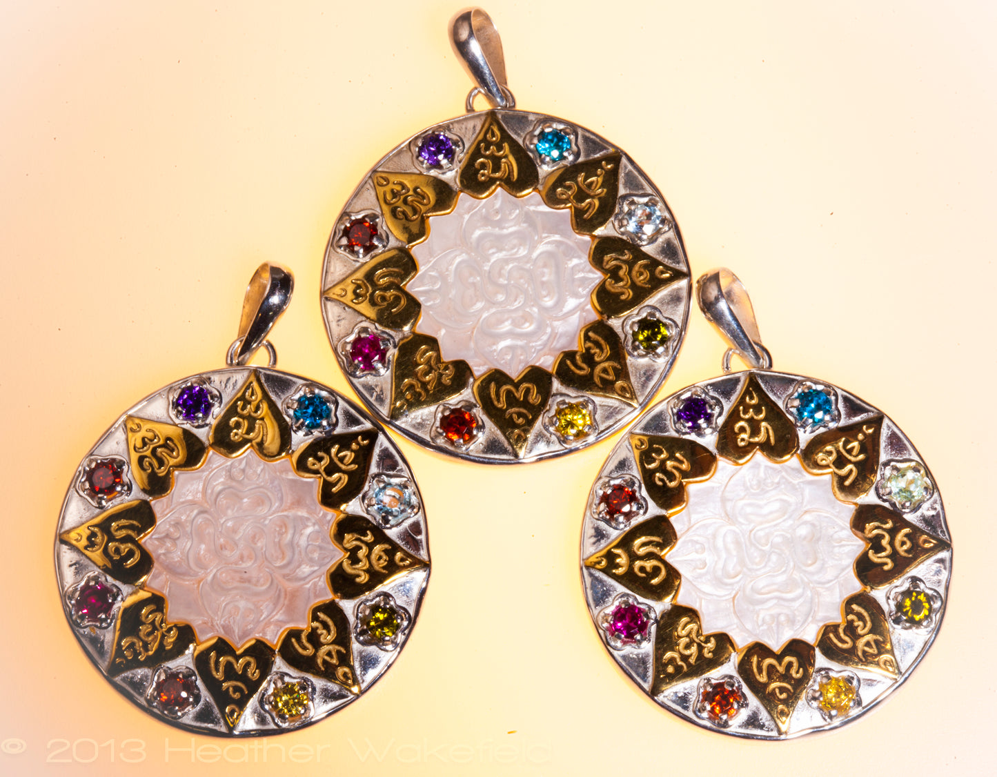 Compass of Love Pendant - Sterling Silver / 24K Gold Vermeil - Light Mother of Pearl