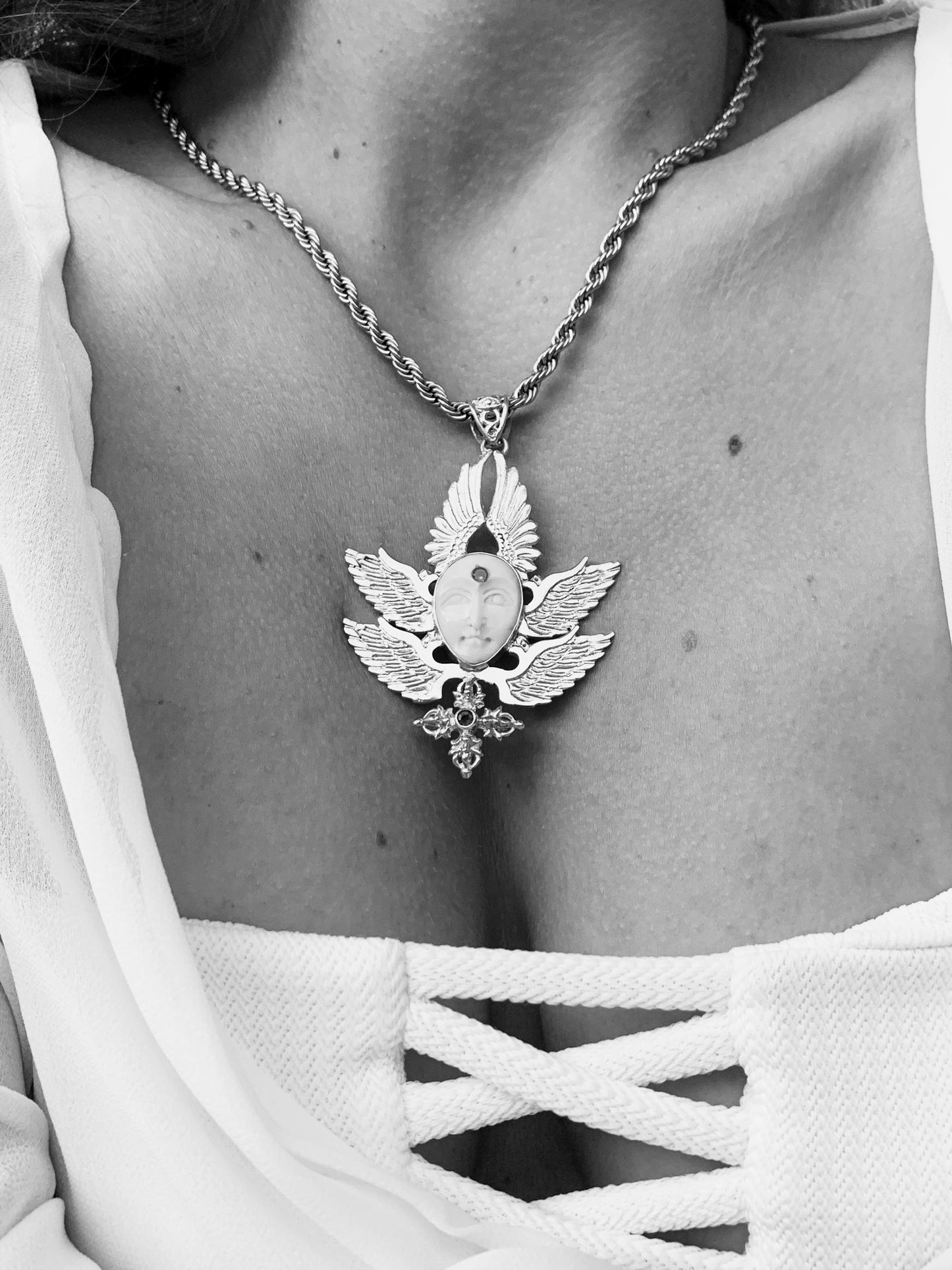 Seraphim Pendant - Sterling Silver Liquid Fire Mantra