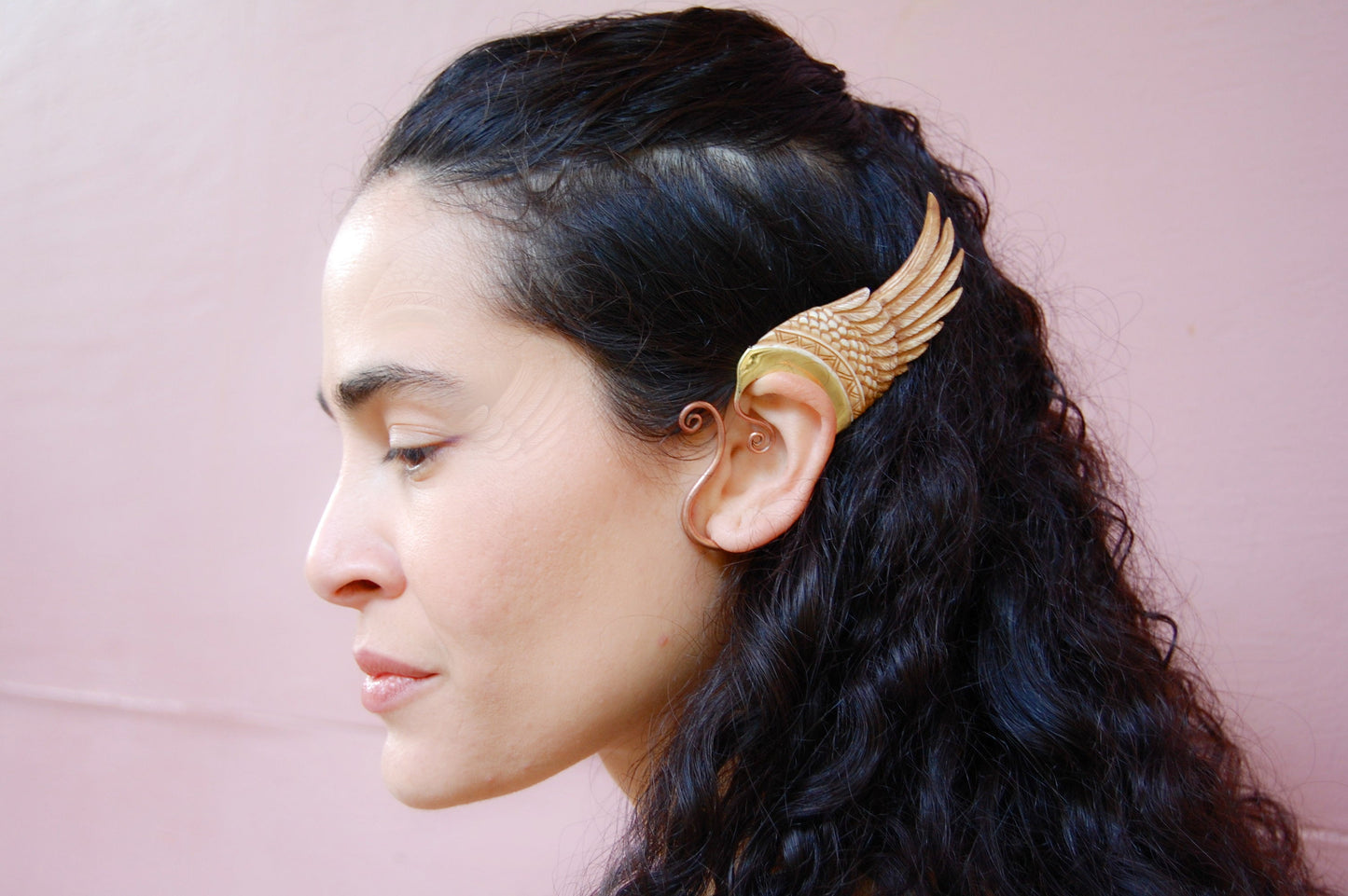 Wing Ear Cuffs - Light Mother of Pearl Liquid Fire Mantra