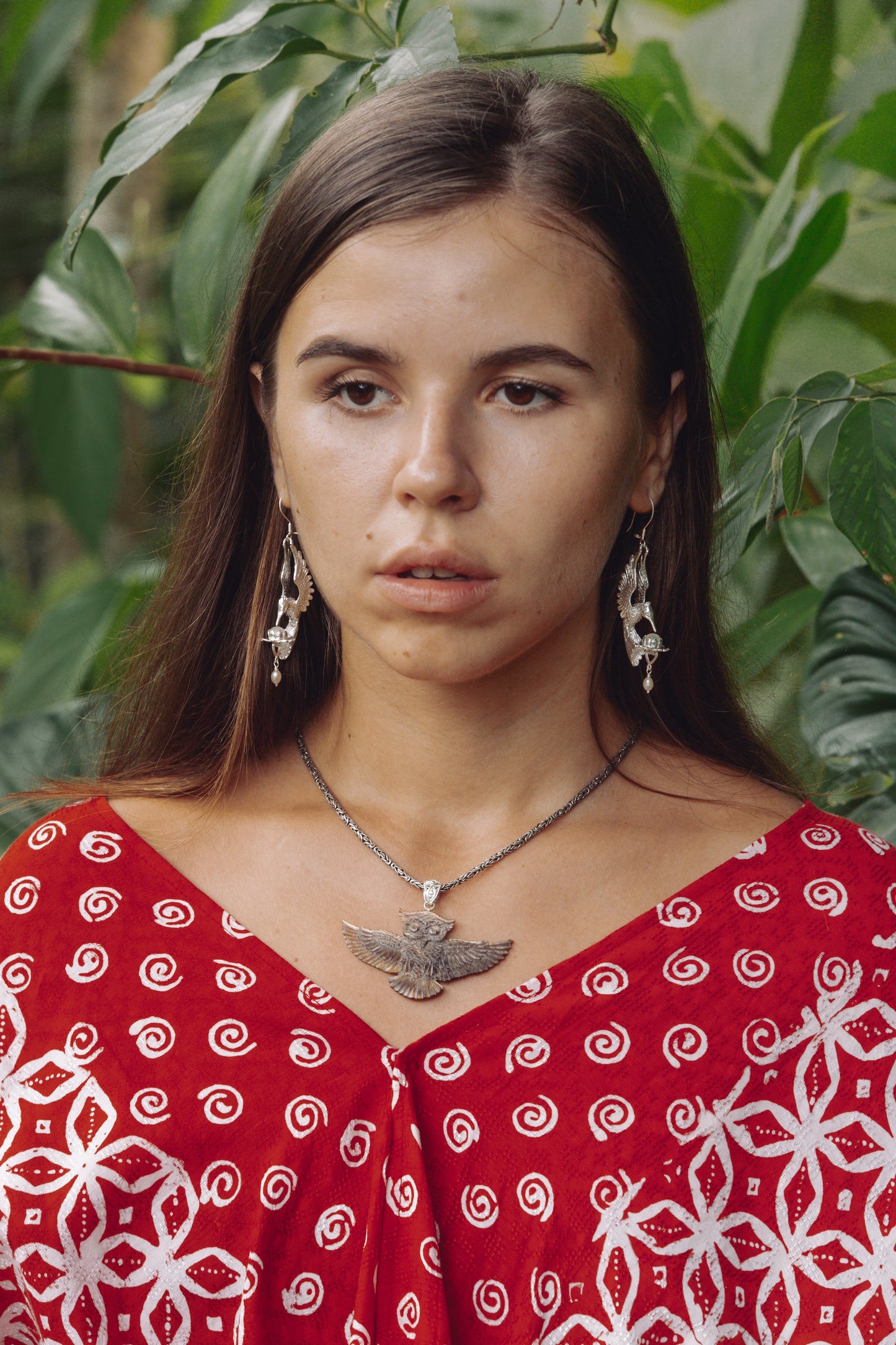 Owl Pendant - Dark Mother of Pearl - Brass Bail Liquid Fire Mantra