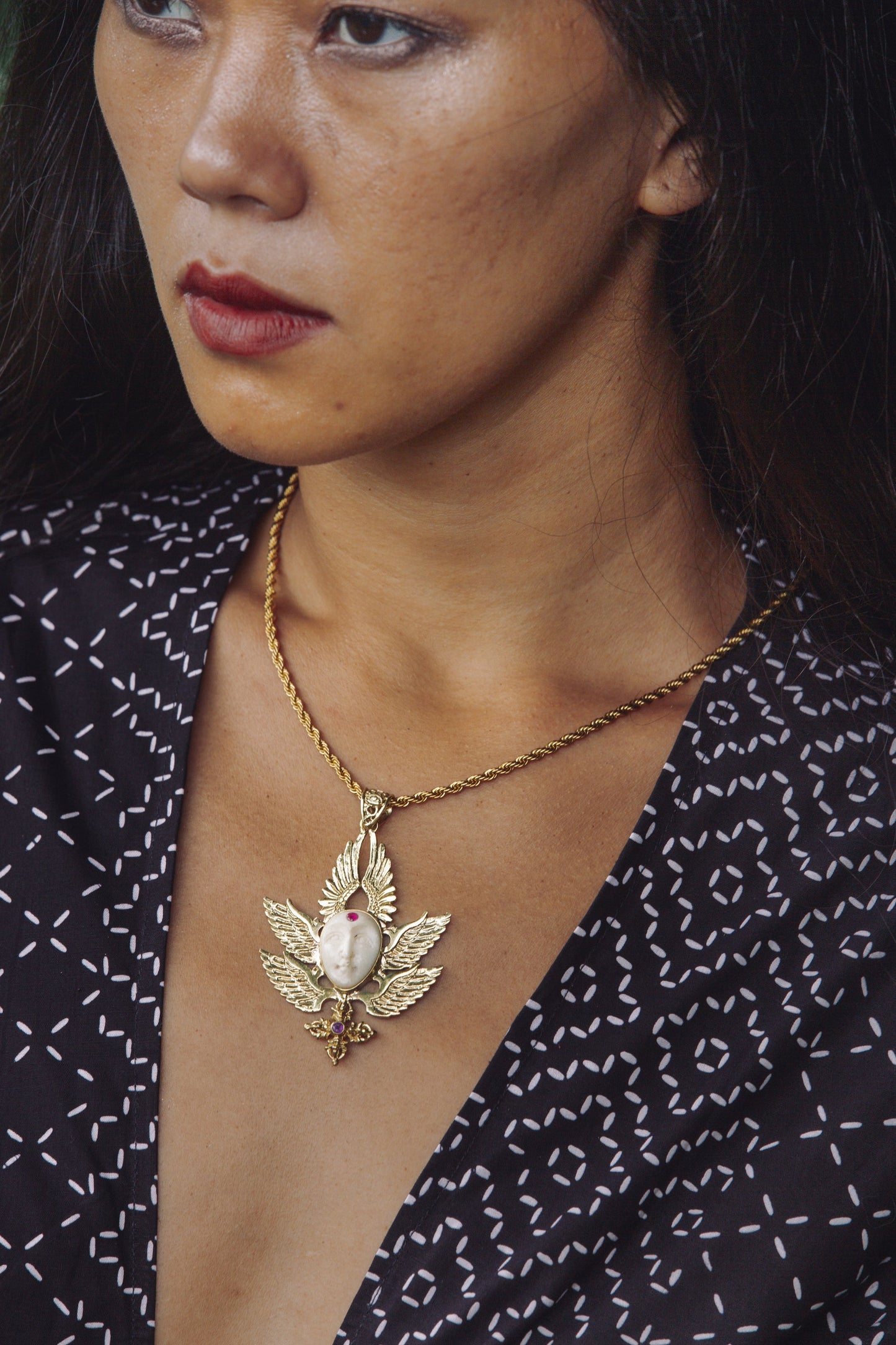 Seraphim Pendant - Brass Liquid Fire Mantra