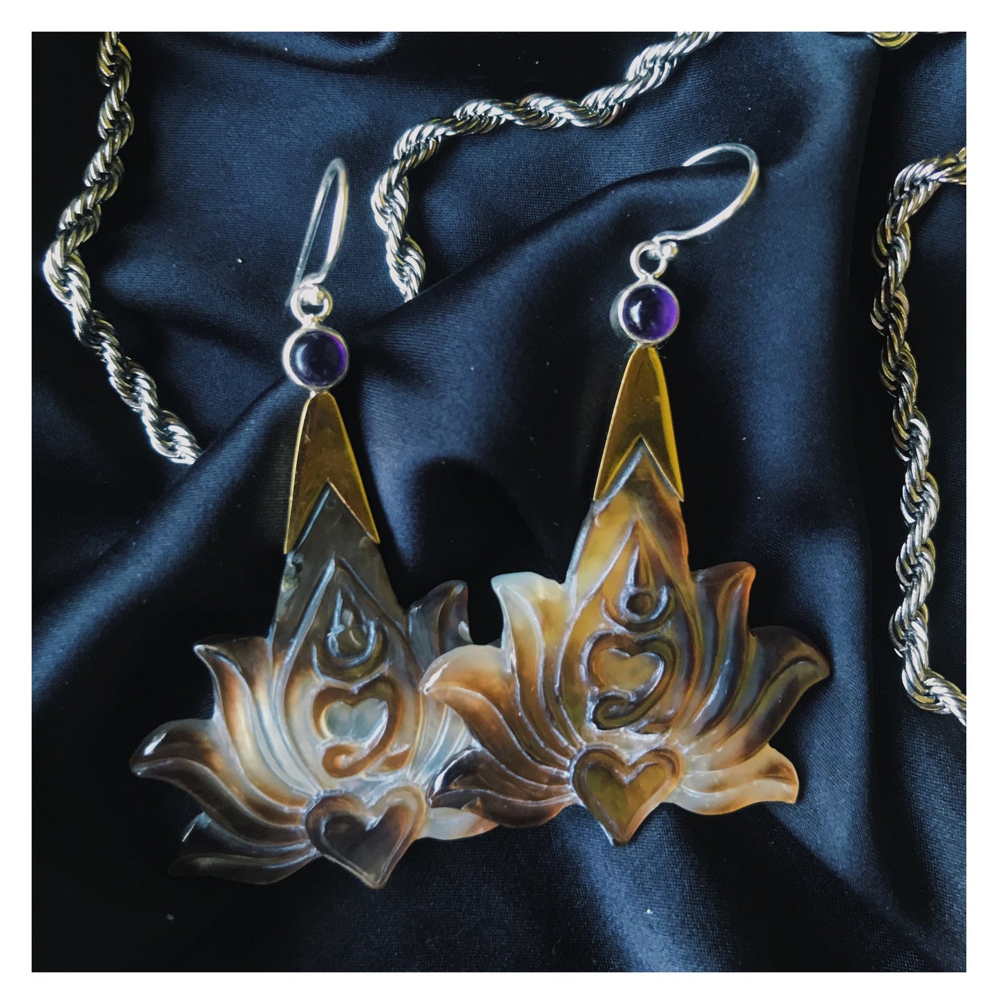 Lotus Om Drop Earrings