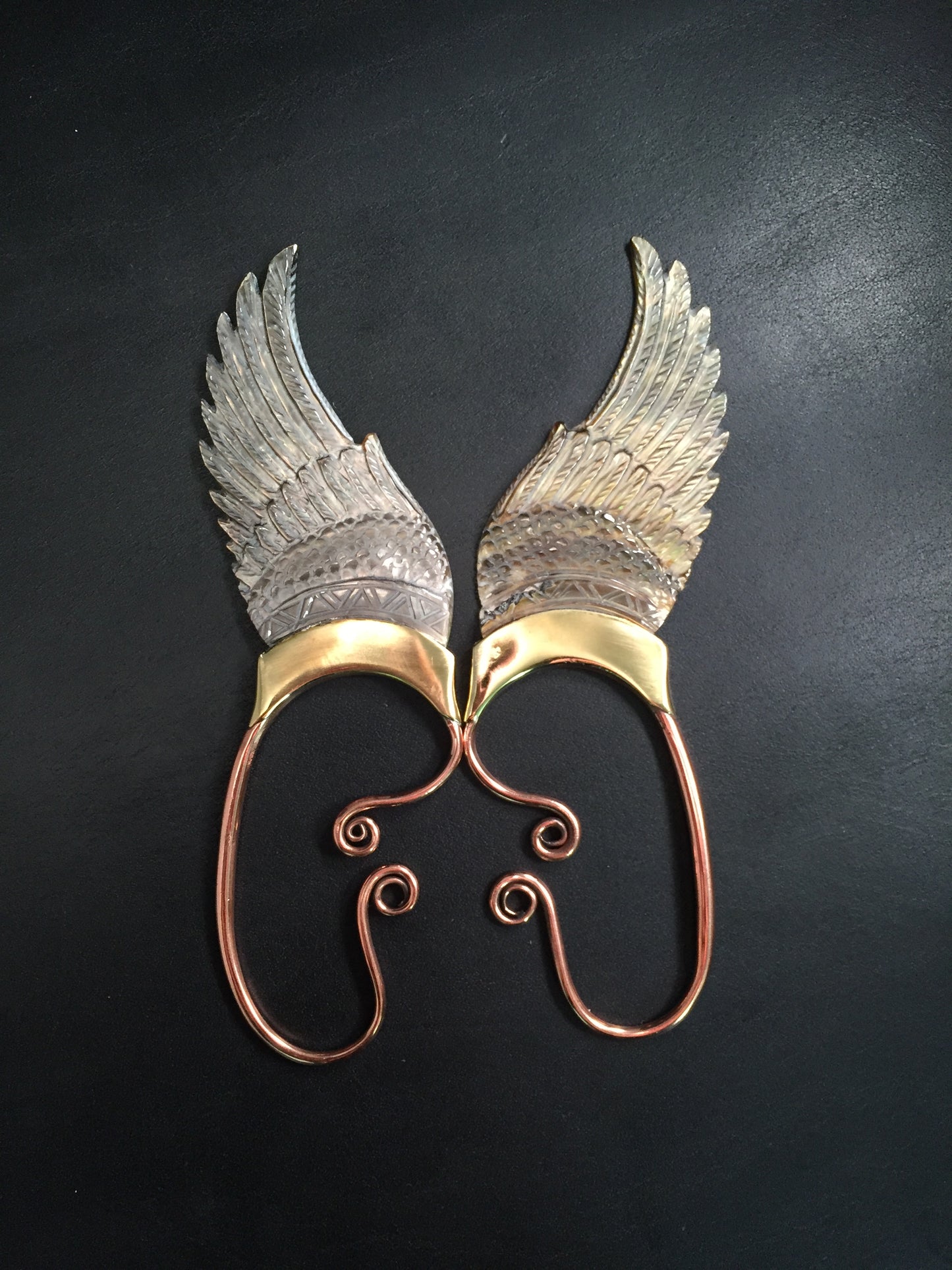 Wing Ear Cuffs - Dark Mother of Pearl