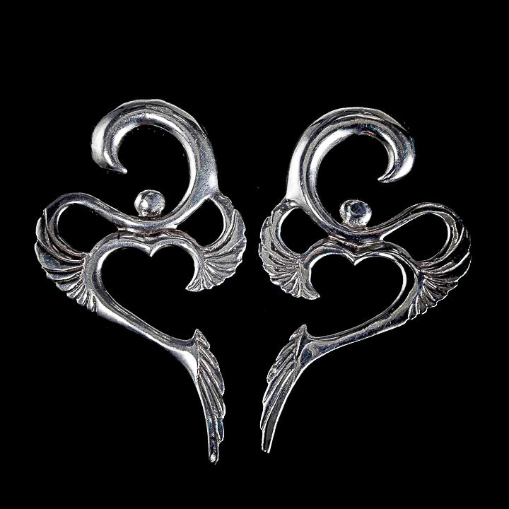 Winged Om Gauged Earrings Liquid Fire Mantra