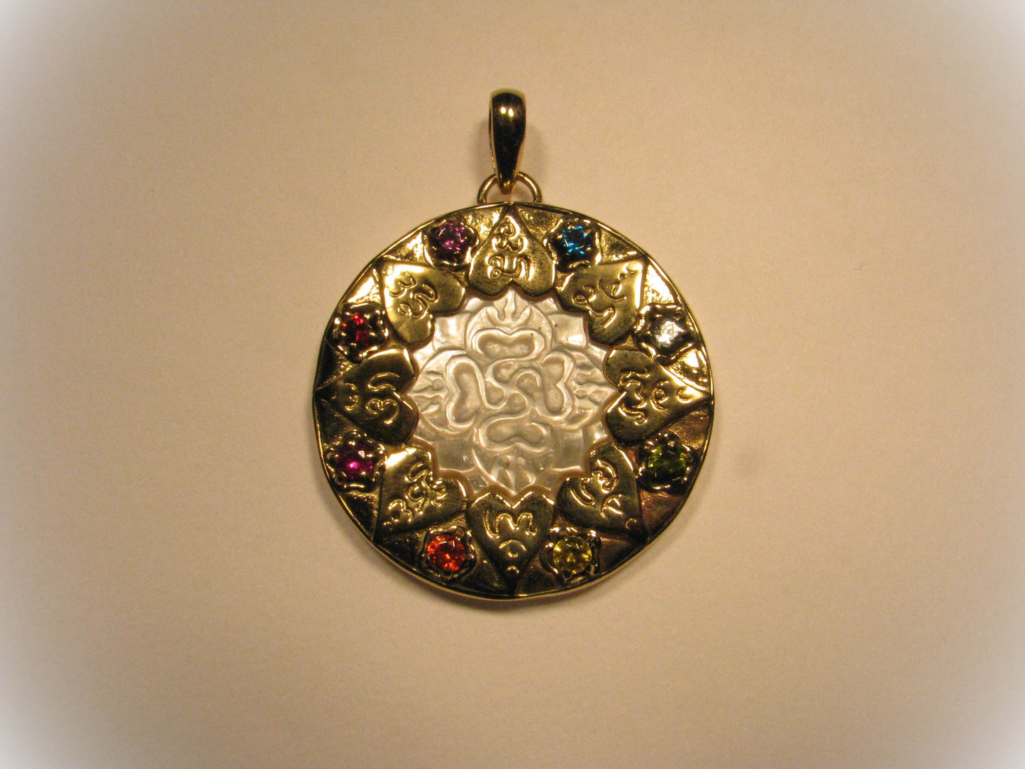 Compass of Love Pendant - Brass - Light Mother of Pearl