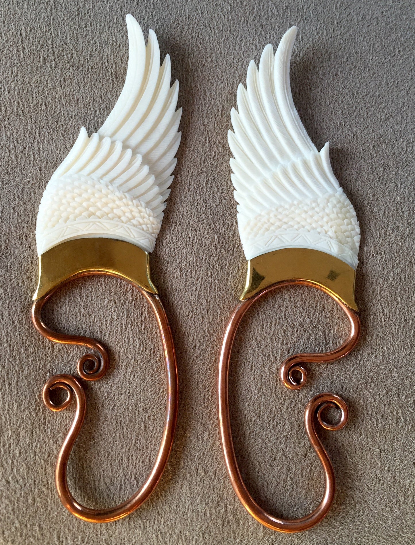 Wing Ear Cuffs - Bone Liquid Fire Mantra