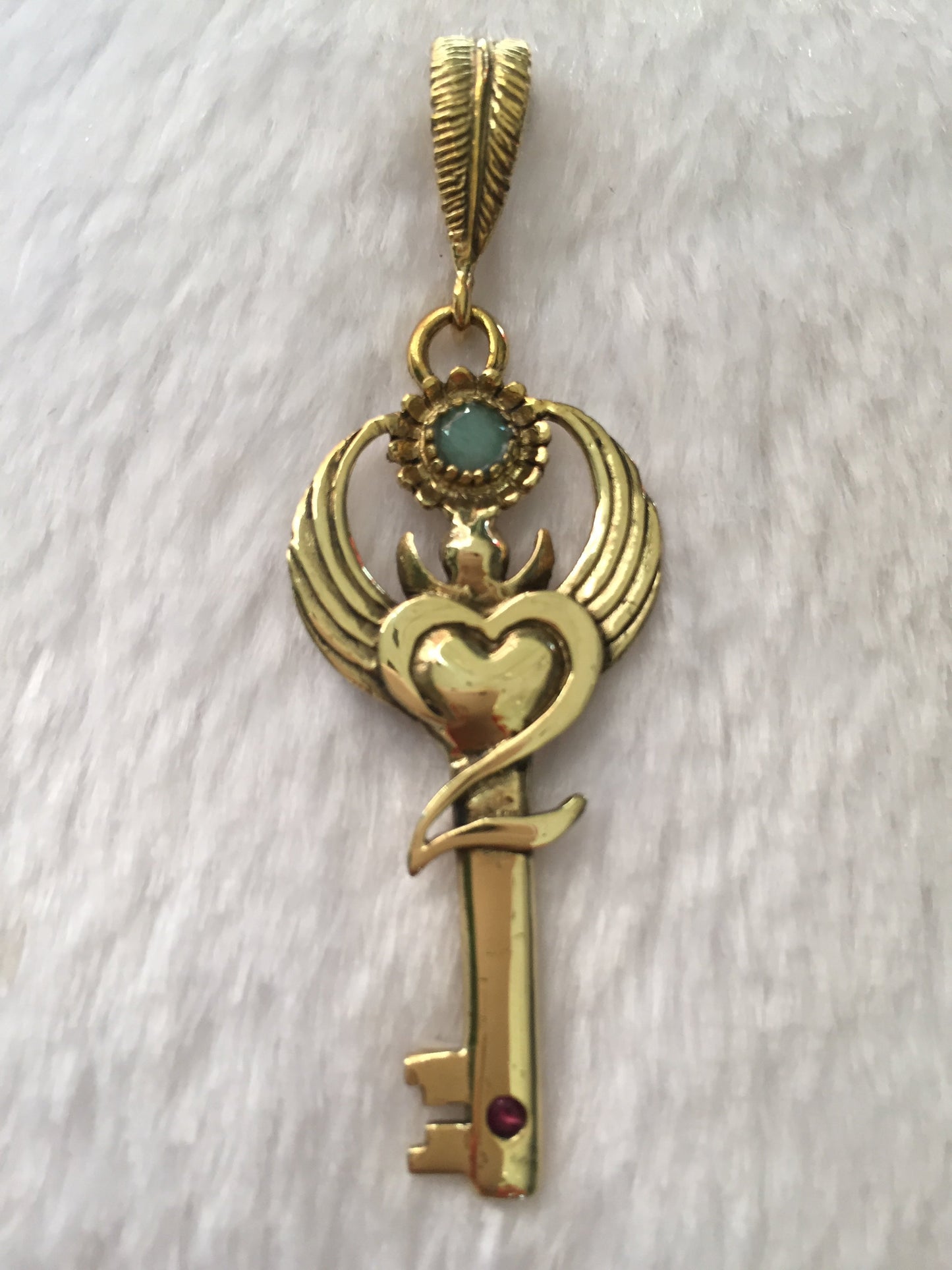 Gratitude Key Pendant - Brass Liquid Fire Mantra