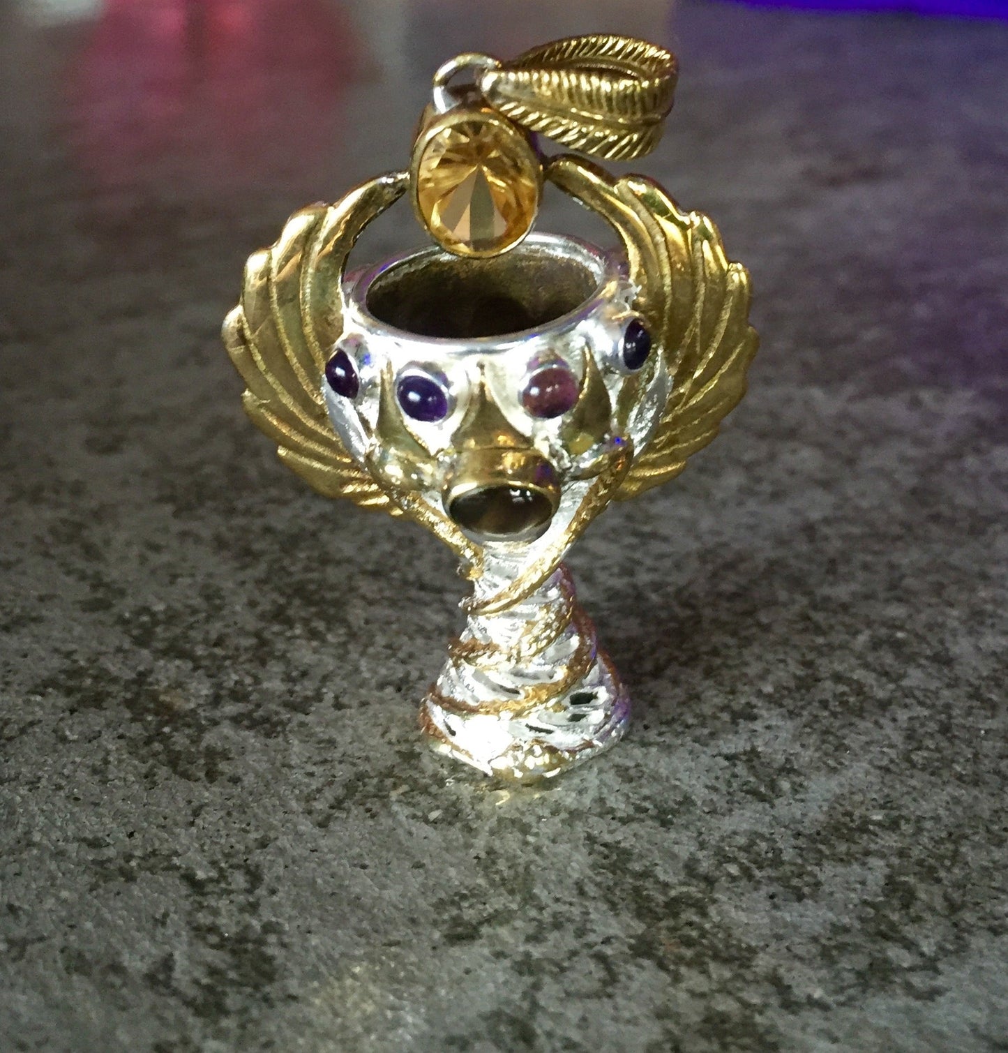 Holy Grail Pendant - Sterling Silver / 24K Gold Vermeil Liquid Fire Mantra
