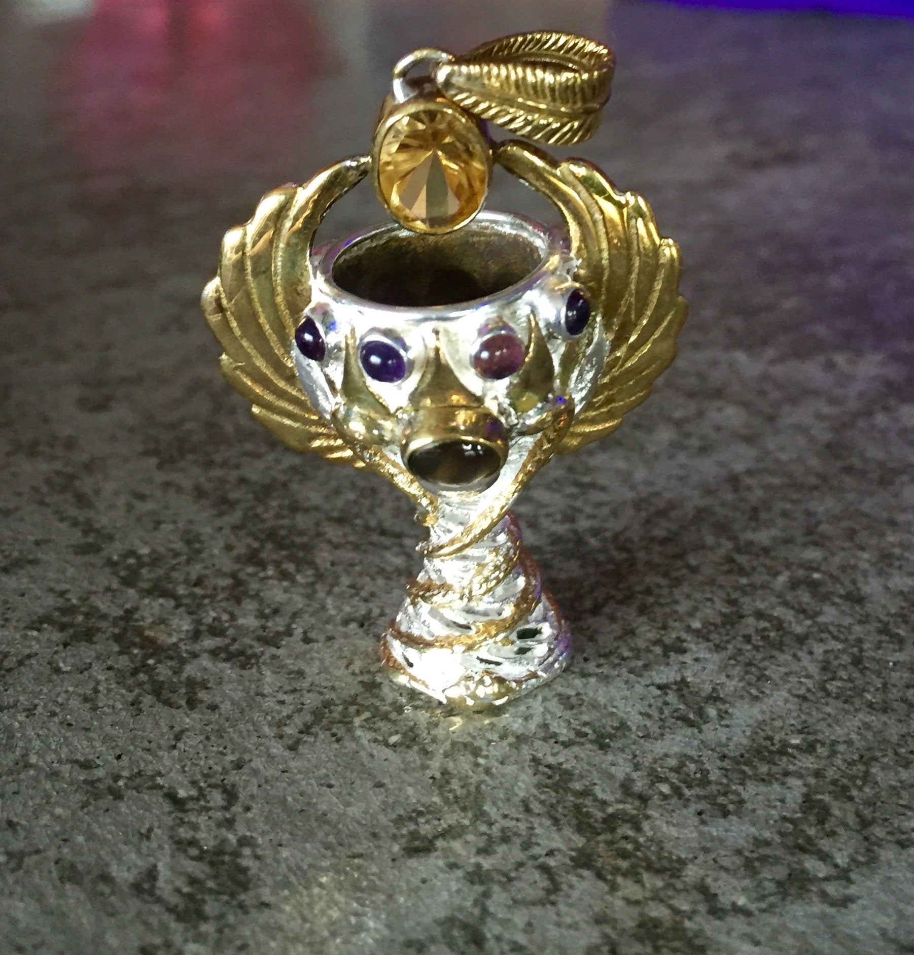 Holy Grail Pendant - Sterling Silver / 24K Gold Vermeil Liquid Fire Mantra