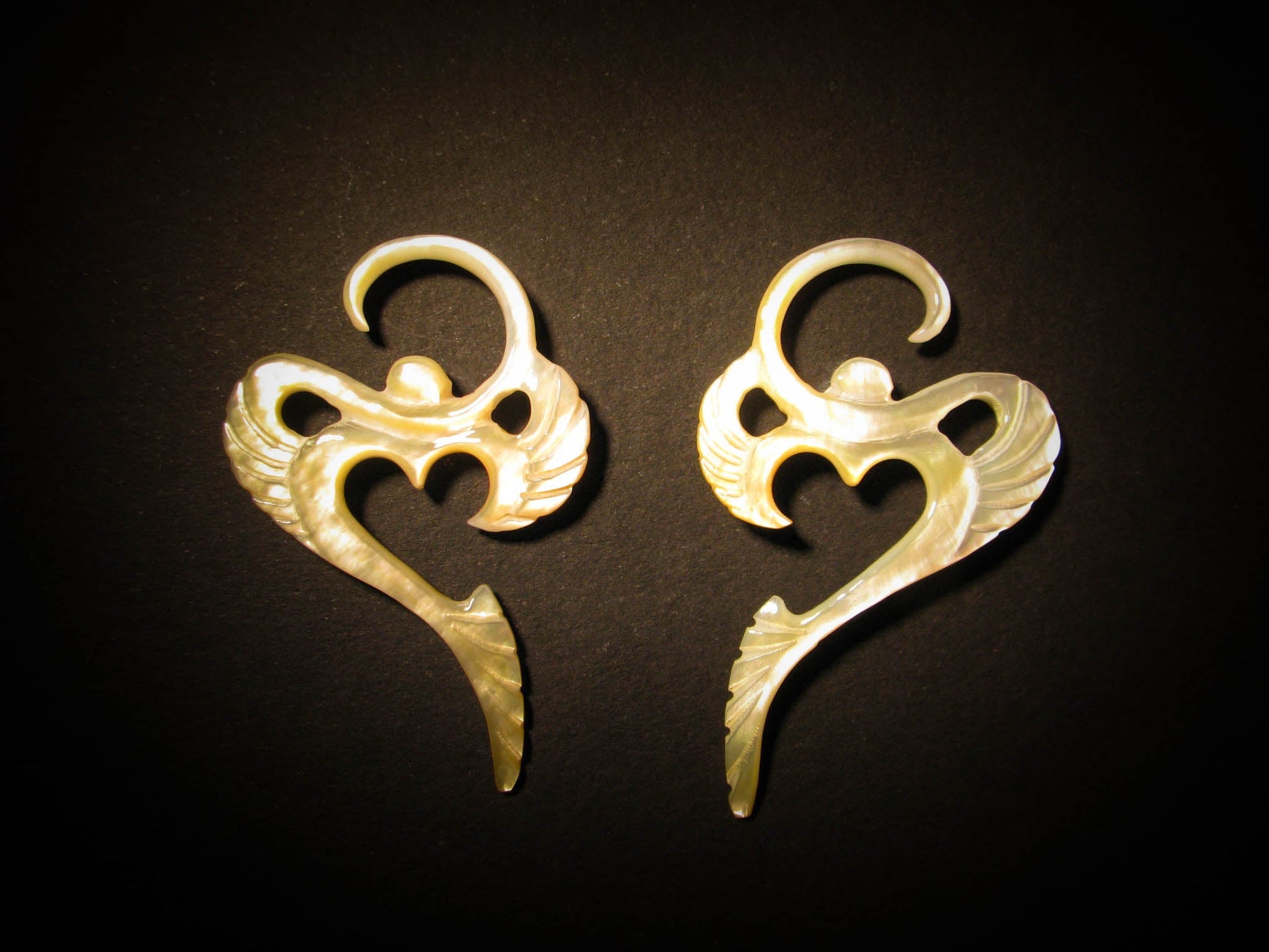 Winged Om Gauged Earrings Liquid Fire Mantra