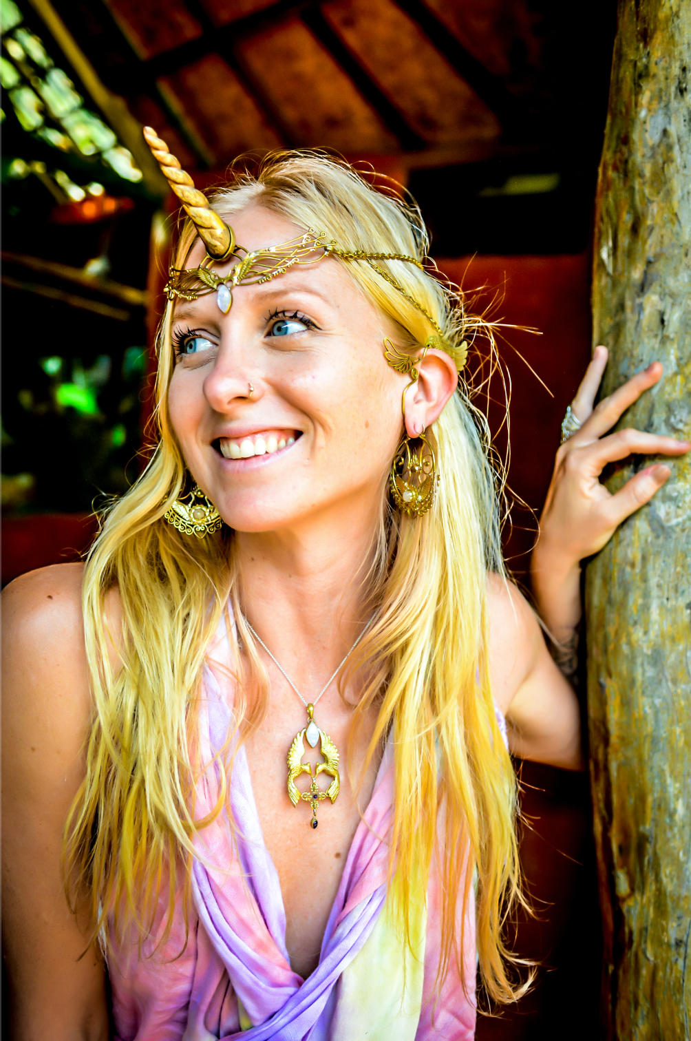 Wing Tiara - Brass Liquid Fire Mantra