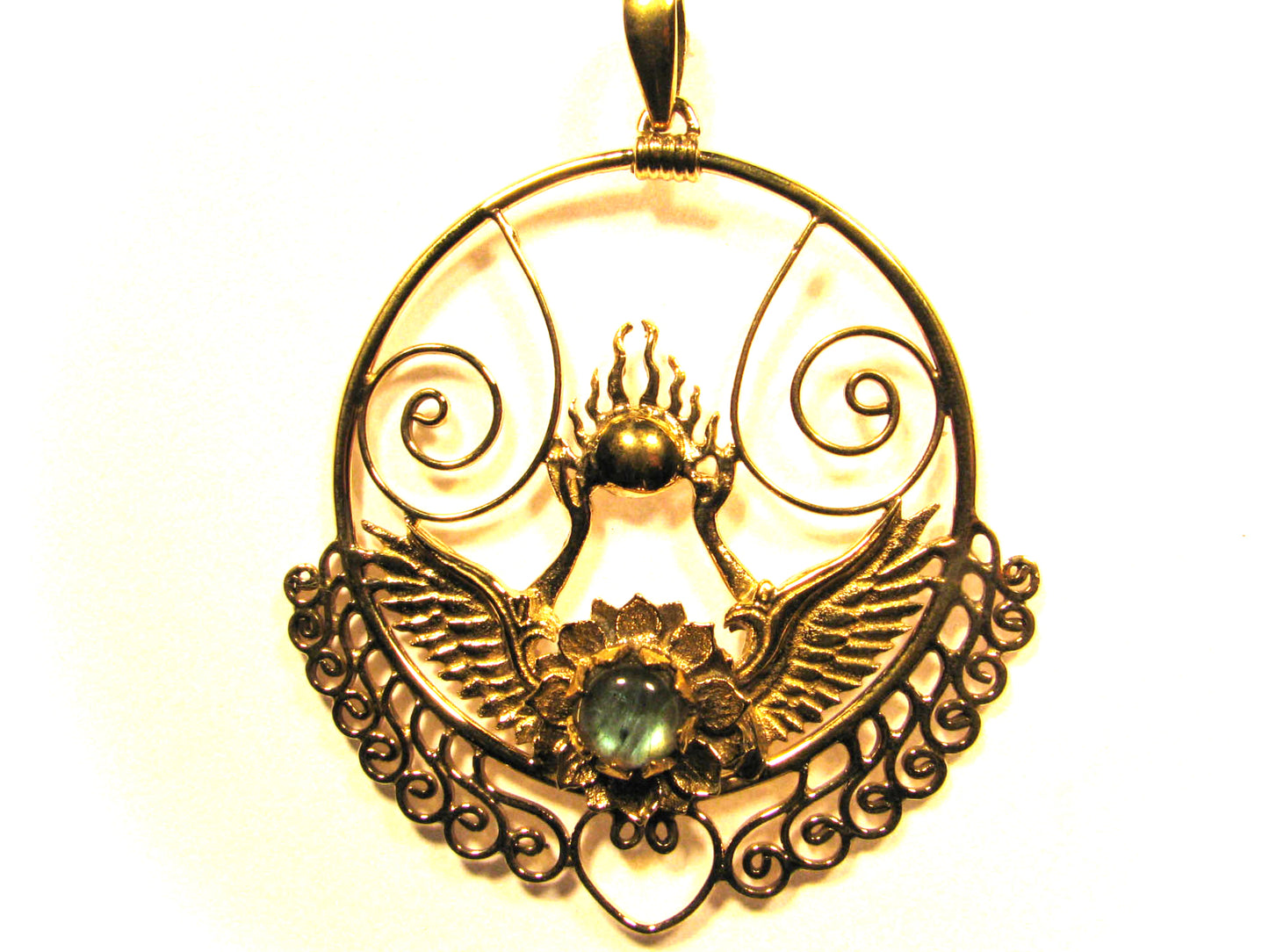 Shakti Bhakti Pendant - Brass - Labradorite